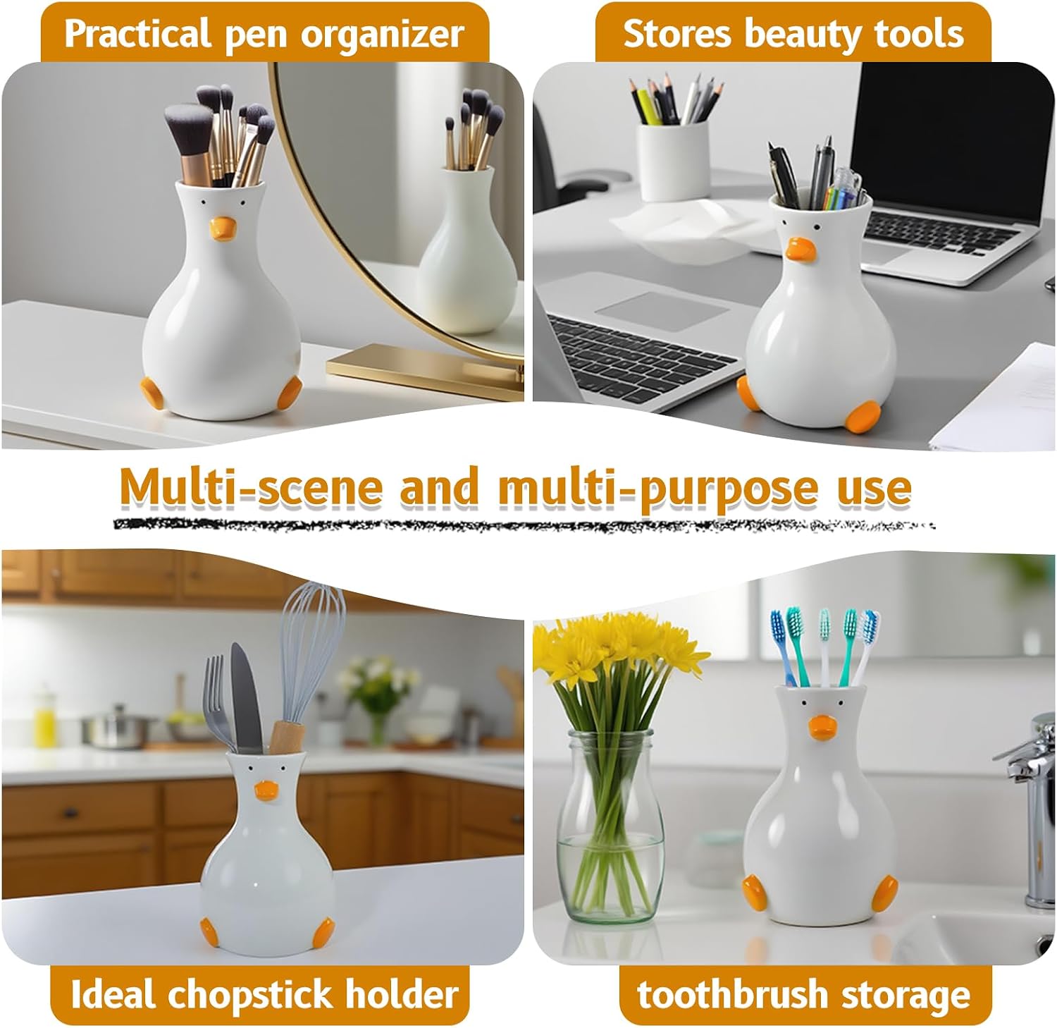 Modern Flower Vase / Duck-vase / White