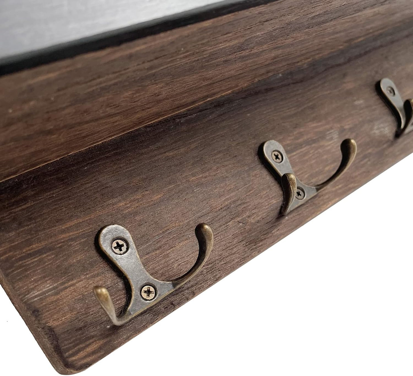 4 Double Key Hooks Rustic Wall Decor / Brown