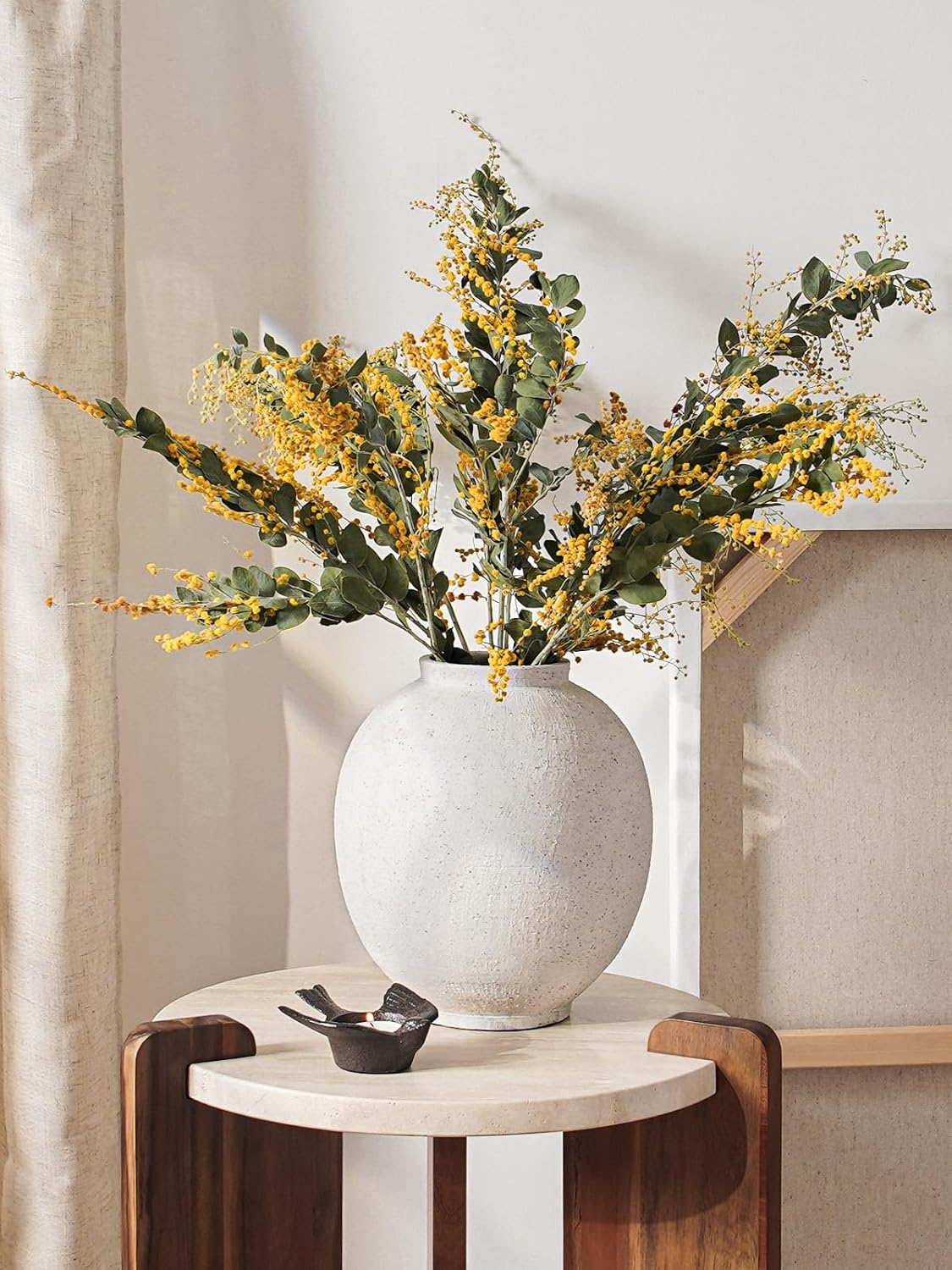 Large White Ceramic Vase / Sandstone White / 9.8 Inch