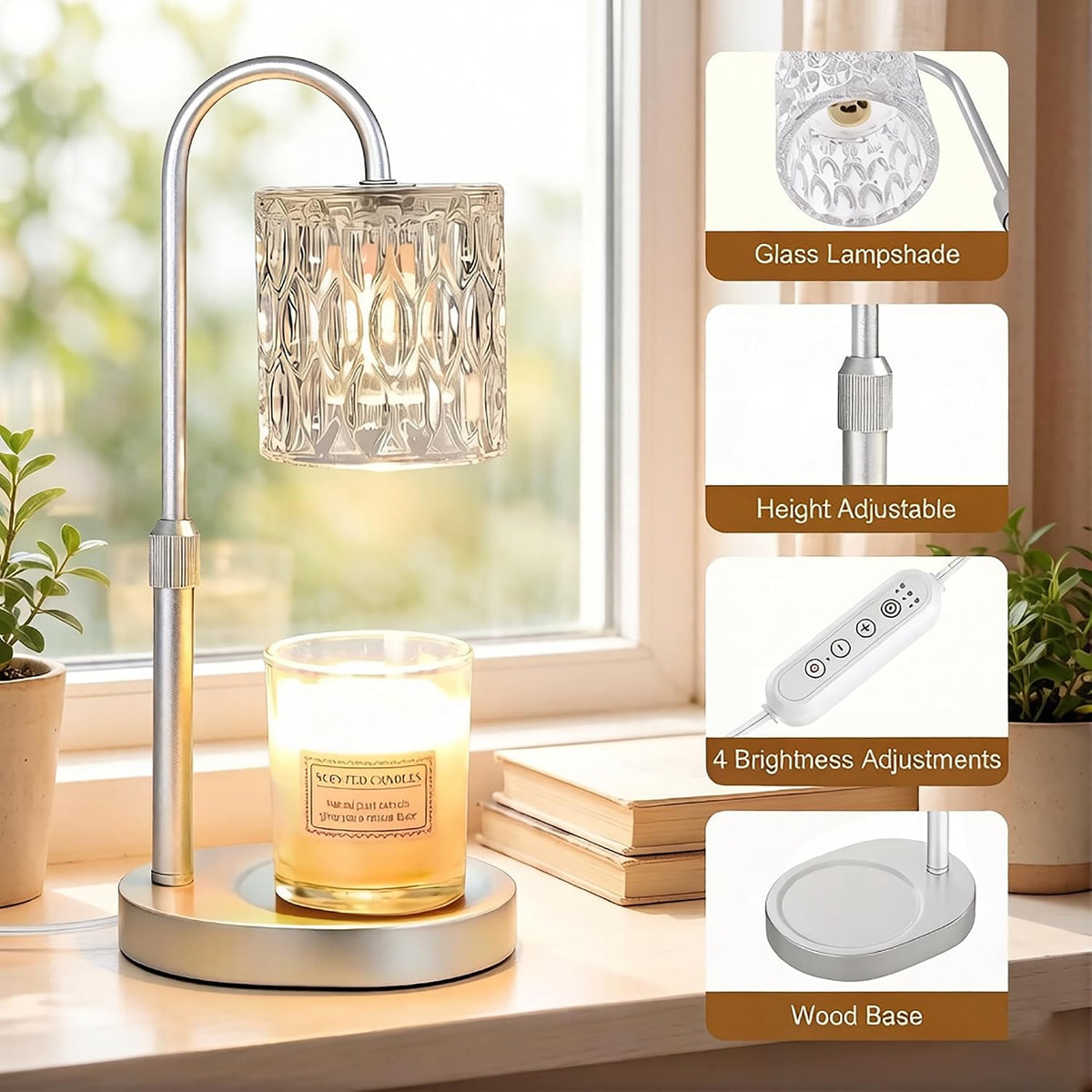 Dreamholder Electric Candle Warmer Lamp with Timer, Dimmable Candle Lamp with Adjustable Height, Wax Melter for Jar