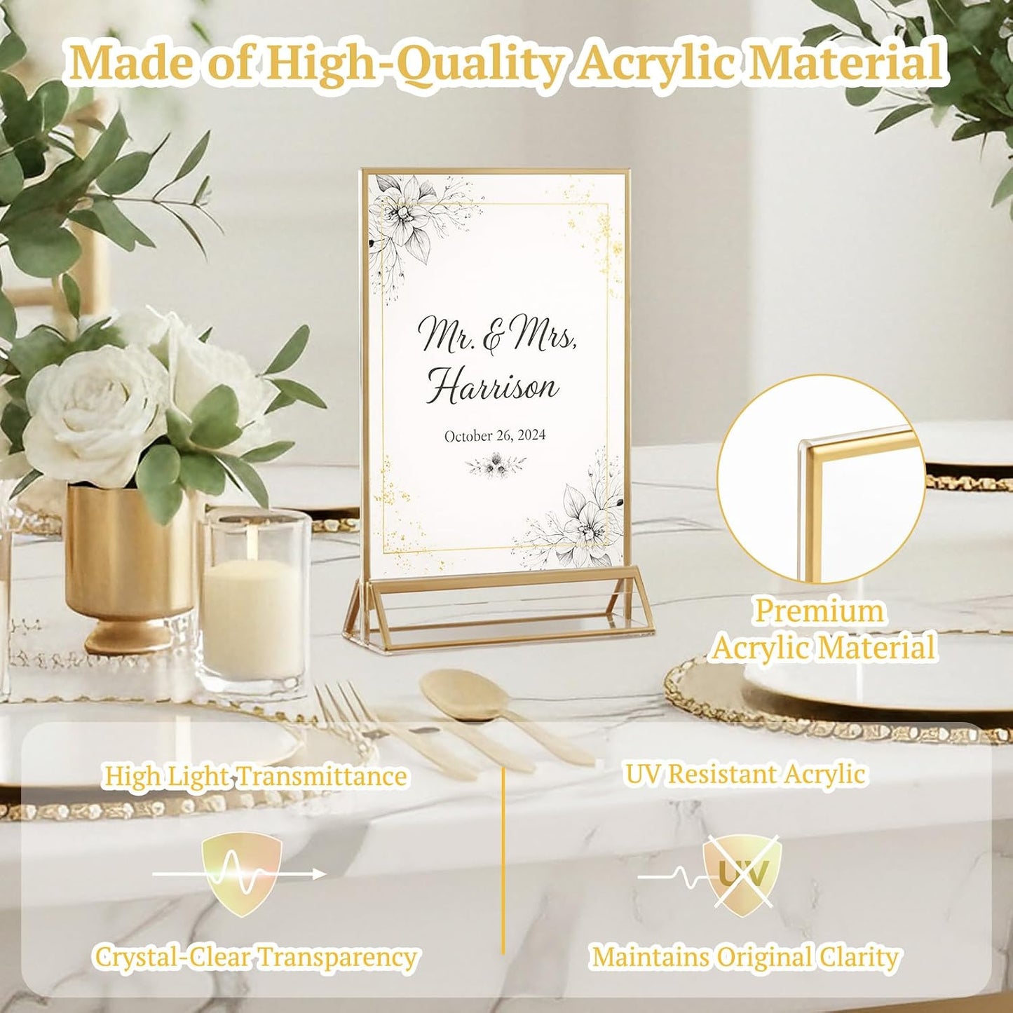 Acrylic Sign Holder / 5 x 7 / Gold Inch / Set of 12