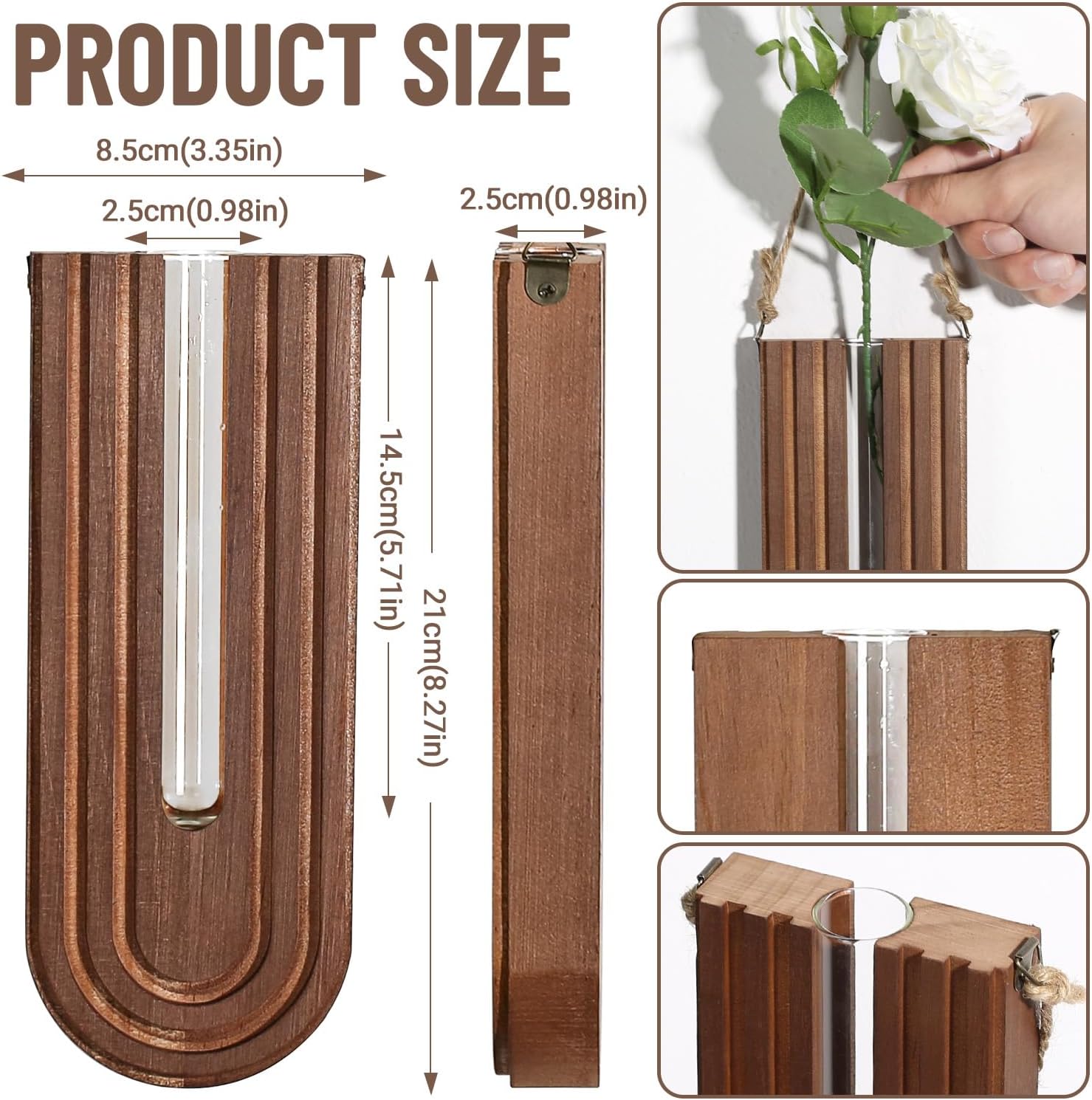 Indoor Wood Wall Planter for Plants / Black + Brown + Dark Brown / Set of 3