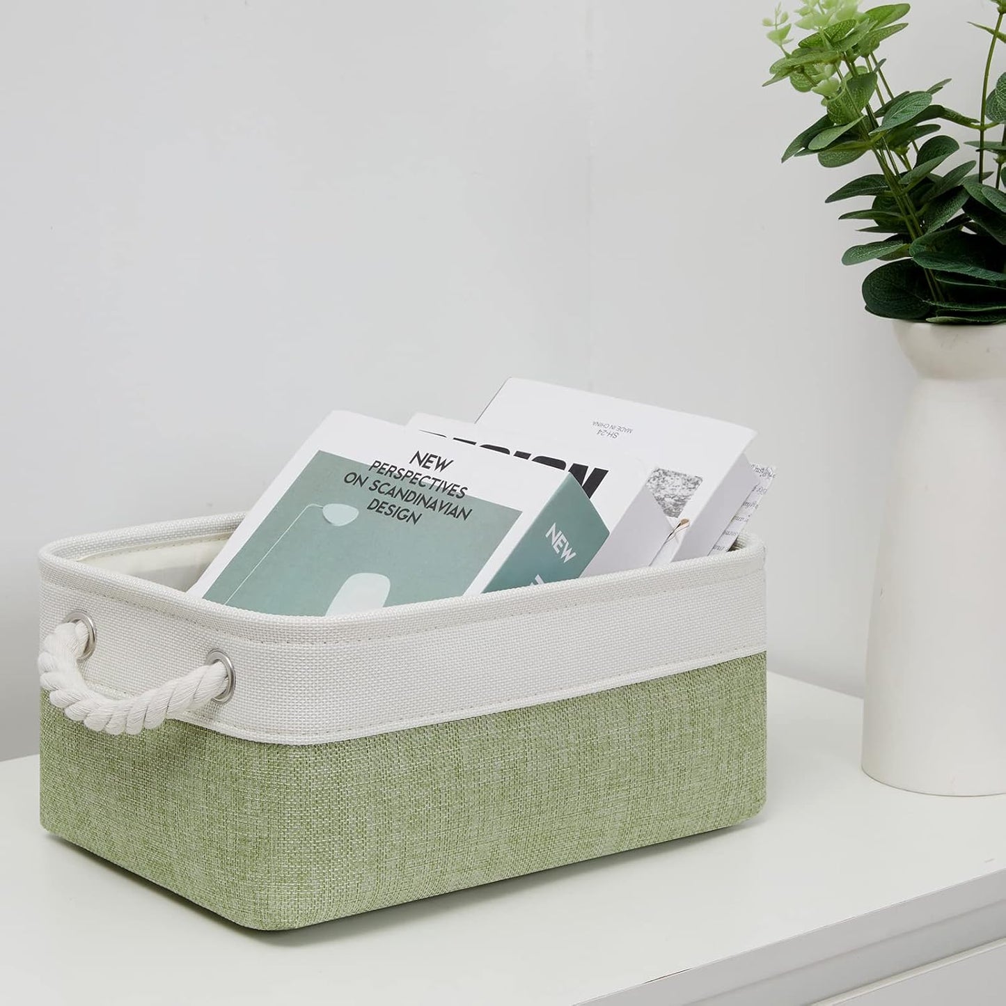 Small Baskets for Organizing Linen Closet Storage Baskets Decorative / Gray,green,white / Set of 6