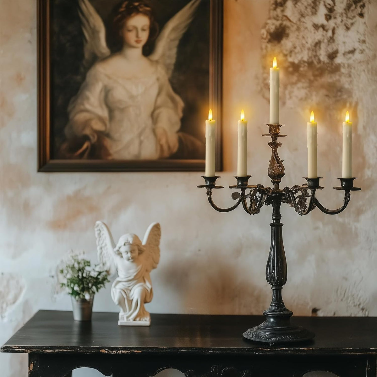 Homemory 7 Inches Flameless Taper Candles with Remote Timer, Short Led Candlesticks with 3D Flickering Light, Battery