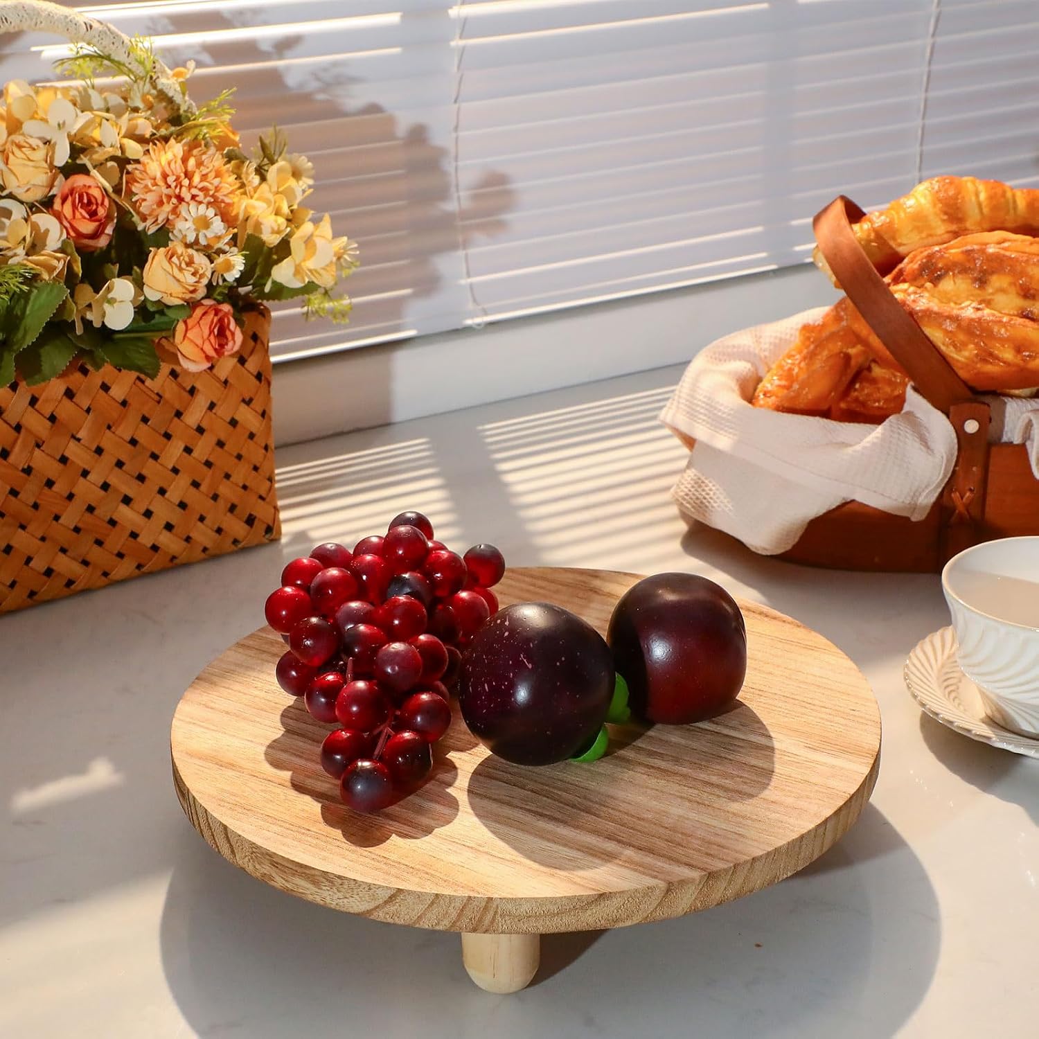 Mini Wooden Plant Stool Display Cake Stand 12/10/8/ Round Plant Risers / Wood / 6 Inch / Set of 4