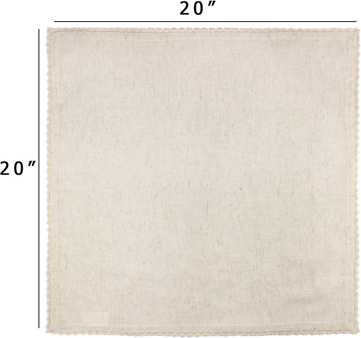 COTTON CRAFT Flax Linen Cloth Napkins with Lace - Set of 12 Dinner Napkins | Oversized 20x20 inch Natural Washable