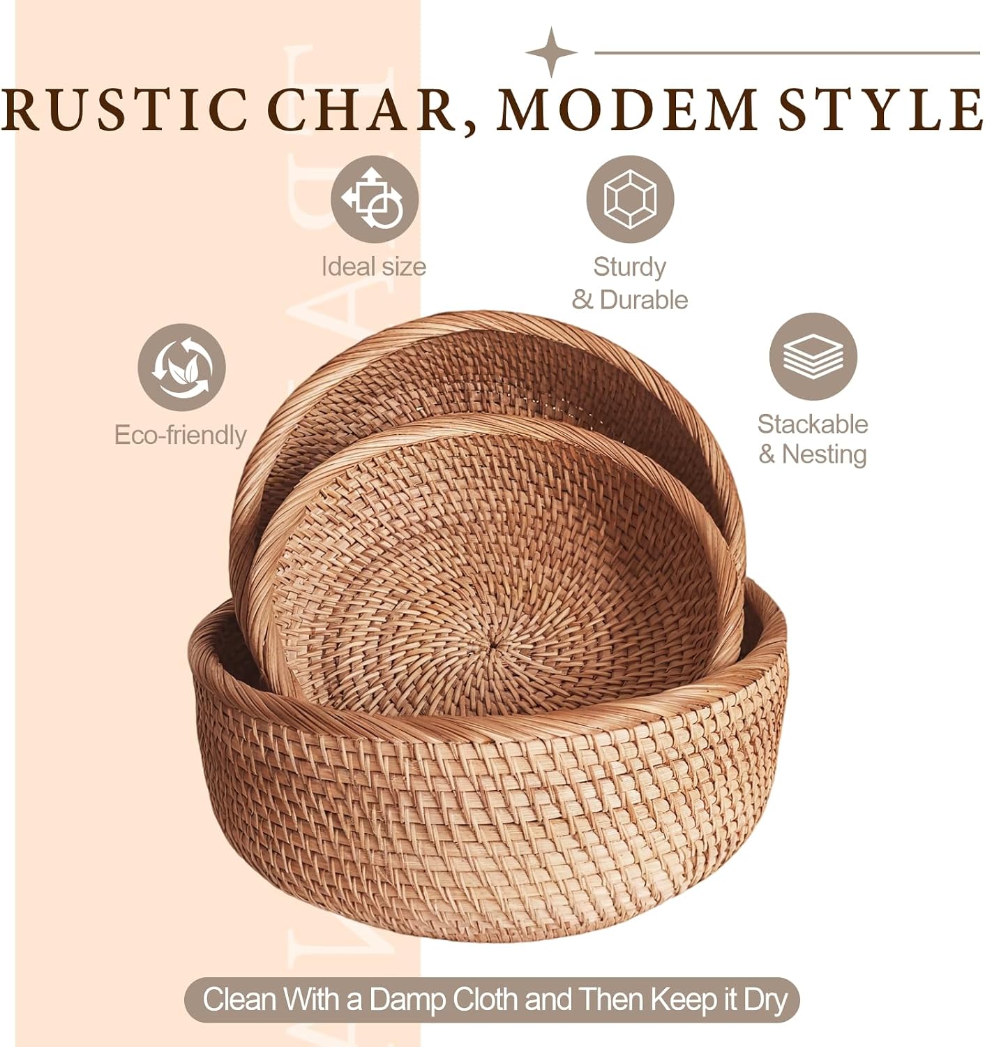 8" Round Small Wicker Basket / Round Small 8