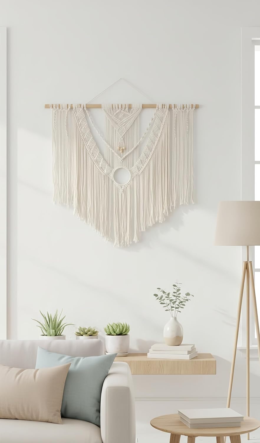 Large Macrame Wall Hanging Macrame Wall Decor Tapestry For Headboard Bedroom Livingroom / White-c