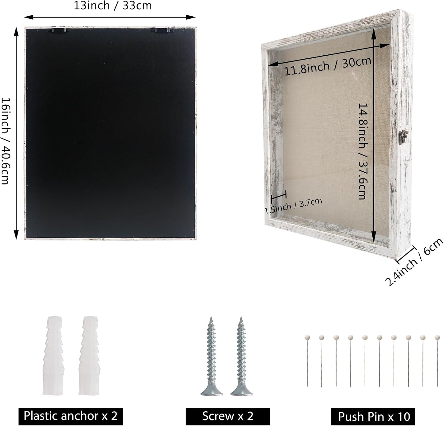 GraduatePro Shadow Box Frame 13X16 Display Case with Linen Back, Real Glass Window Door with Hinge, Picture Frame