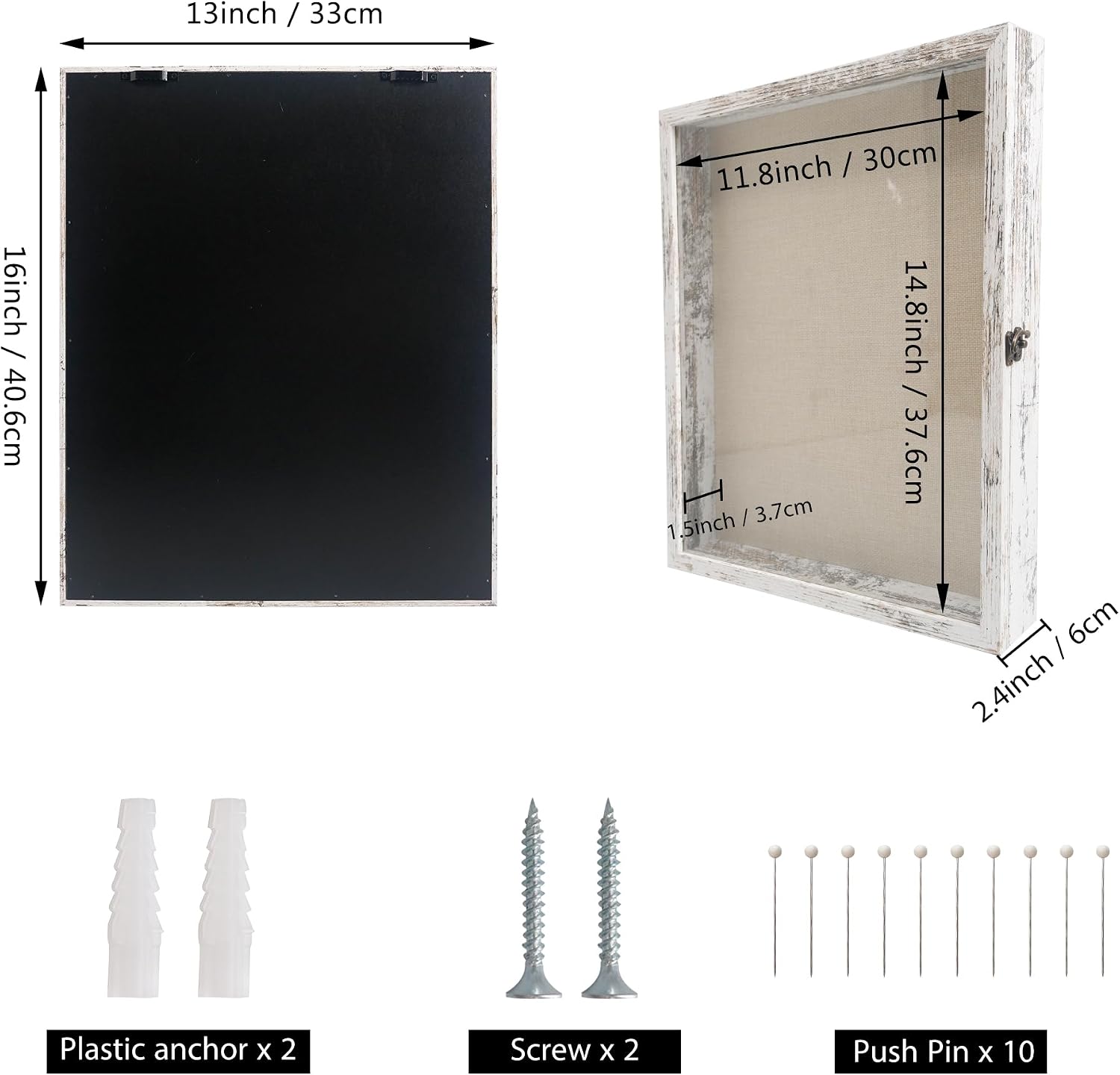GraduatePro Shadow Box Frame 13X16 Display Case with Linen Back, Real Glass Window Door with Hinge, Picture Frame