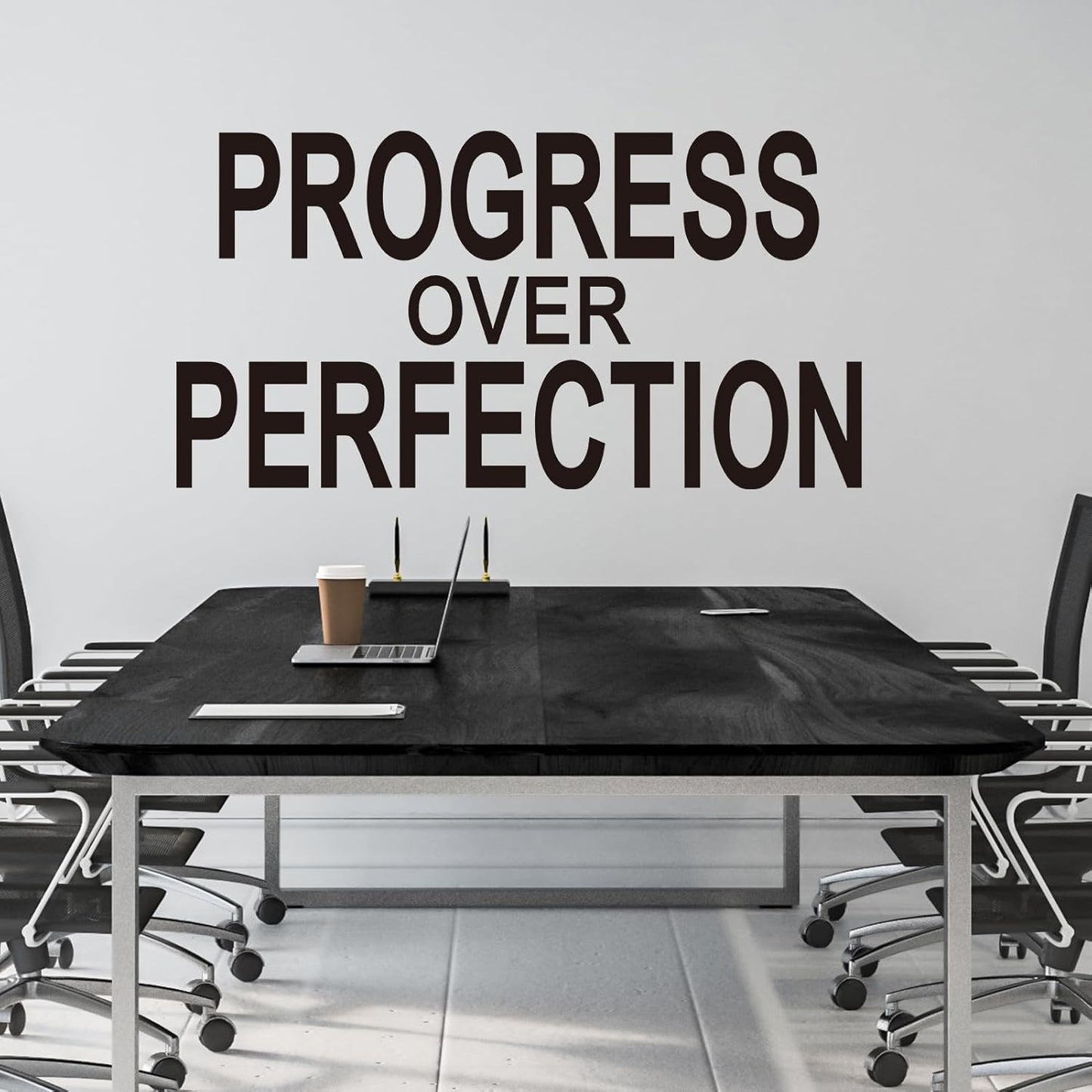 Motivational Positive Vinyl Art Wall Stickers / Large / Progress Over Perfection