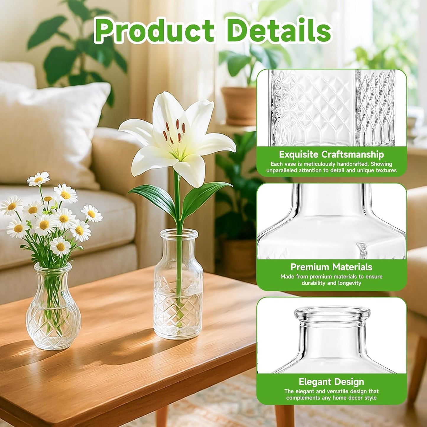 Glass Bud Vase Pcs / Clear / Set of 20