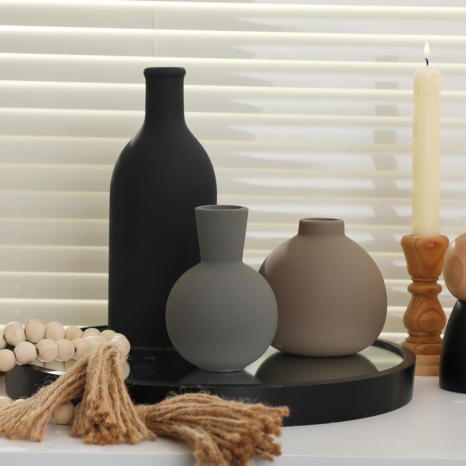 Ceramic Vase / 001-multicolor / Set of 3