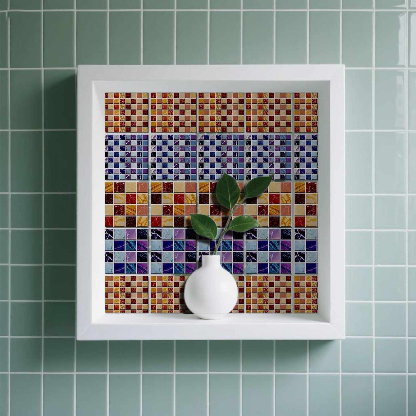 Peel and Stick Mosaic Tile Stickers Waterproof Self / Various Mosaic Style / 4 x 4 / Set of 36