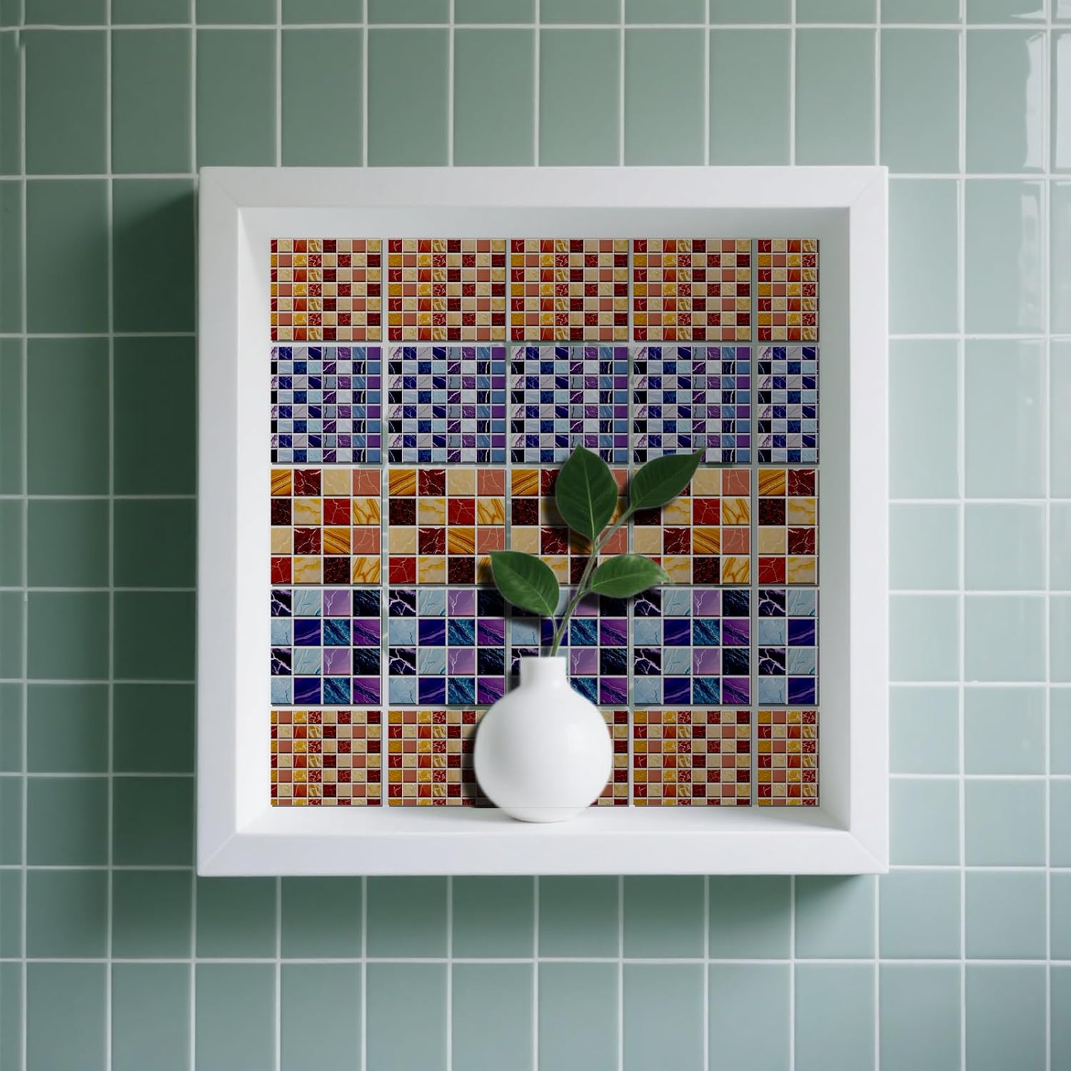 Peel and Stick Mosaic Tile Stickers Waterproof Self / Various Mosaic Style / 4 x 4 / Set of 36