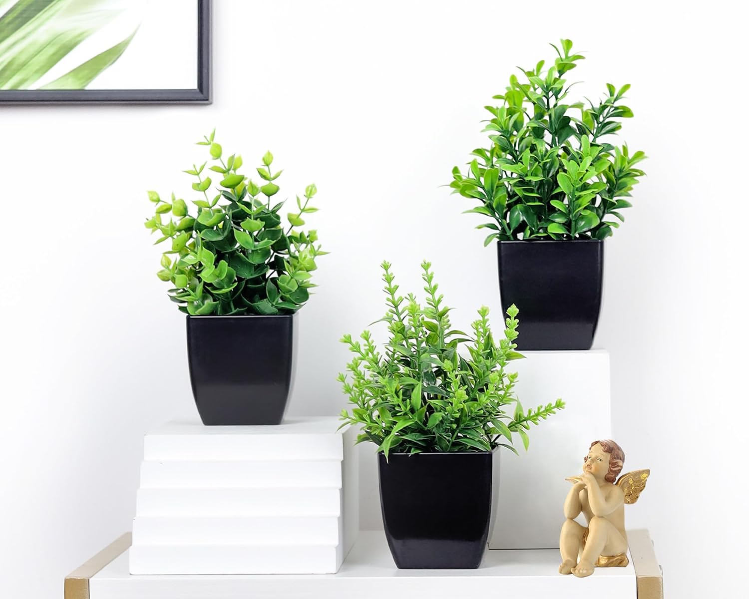 Pack Small Fake Plants Mini Artificial Faux Plants Indoor / Set of 4