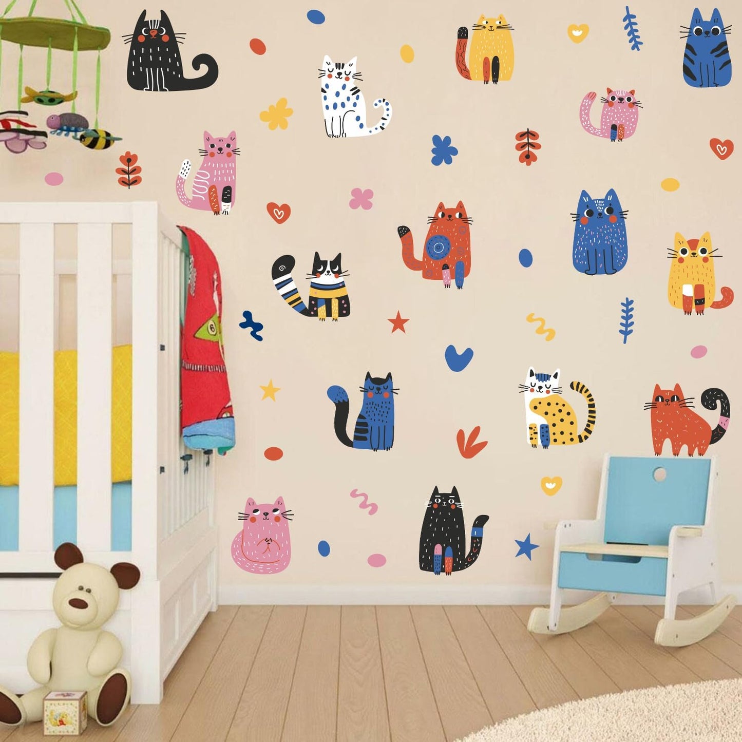 Colorful Doodle Wall Decal / Cat