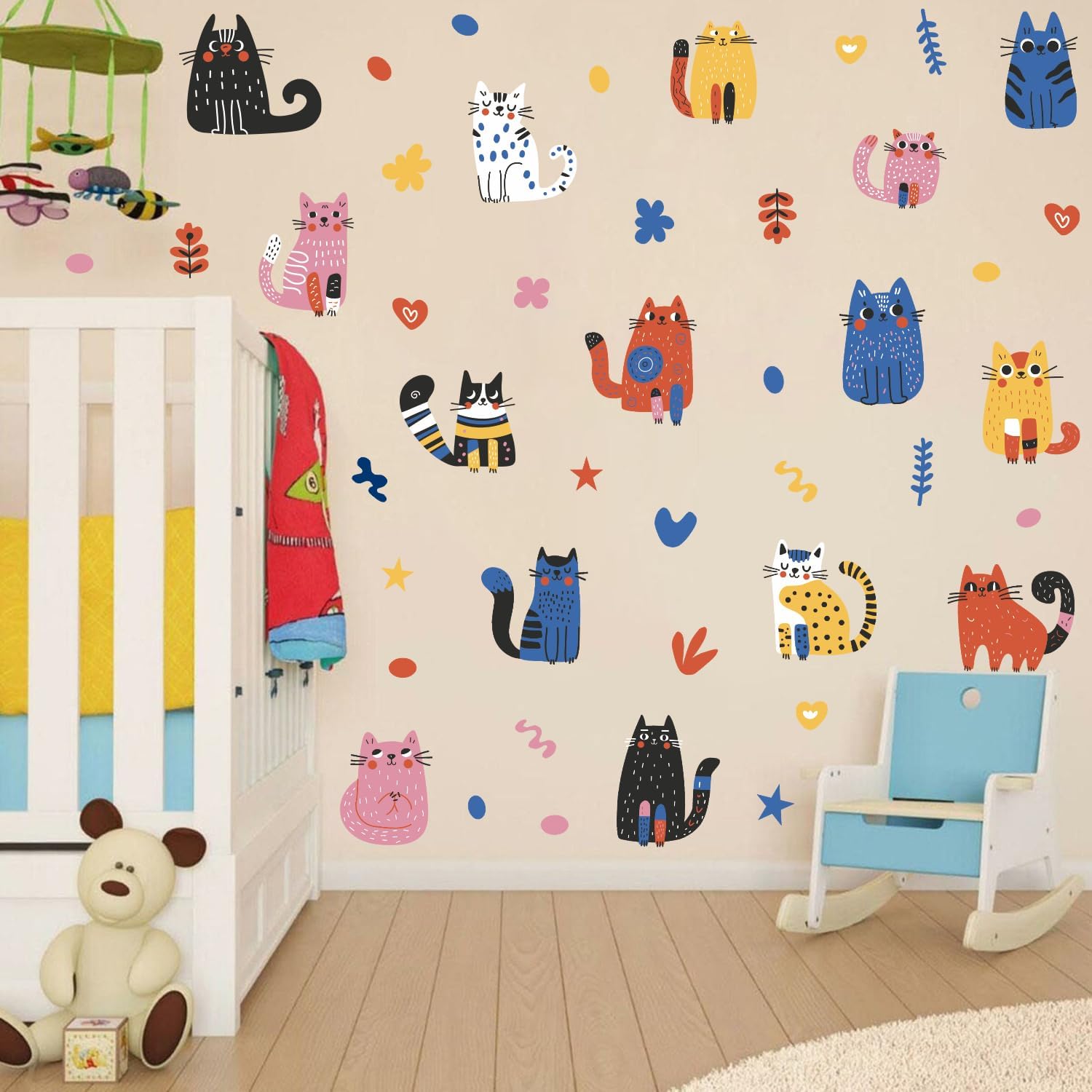 Colorful Doodle Wall Decal / Cat