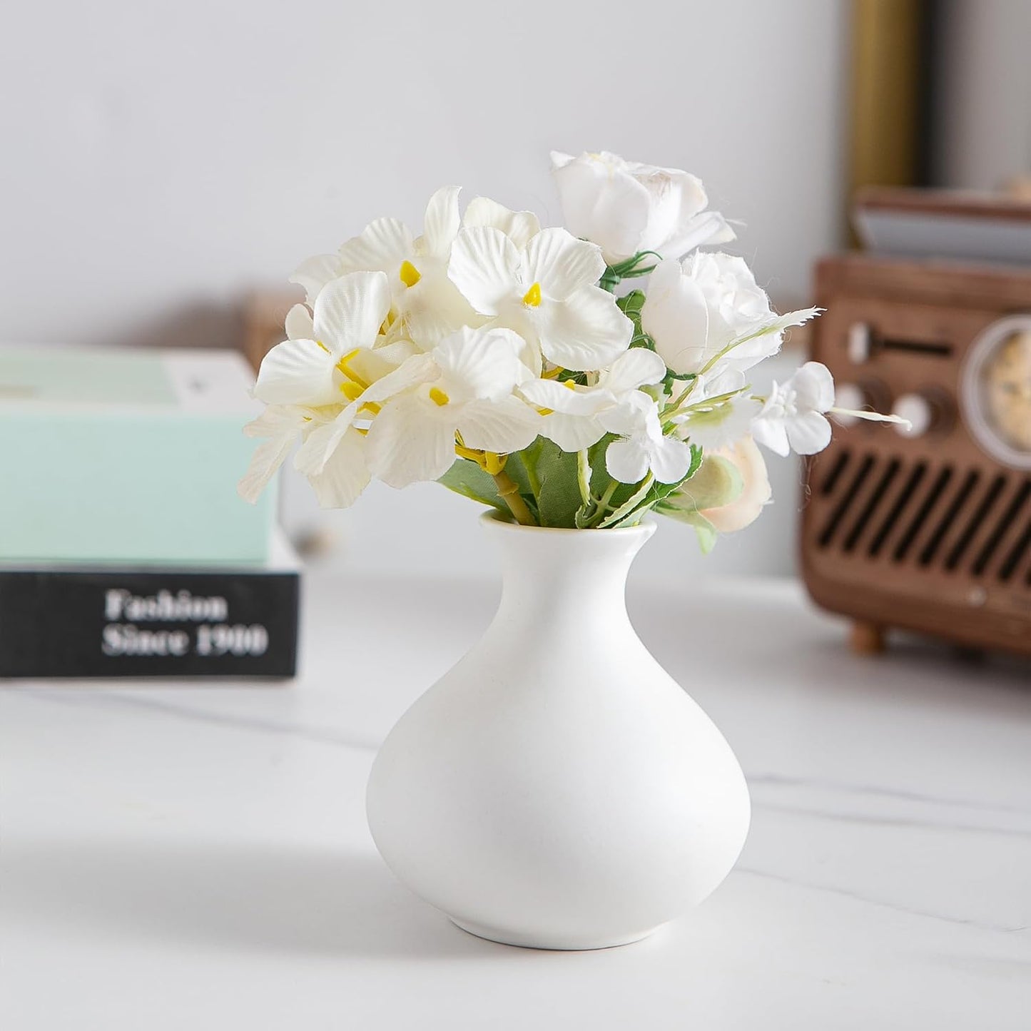 White Ceramic Bud Vase / Small White Vase / Set of 5