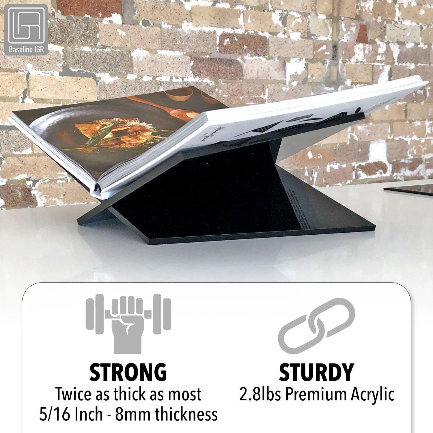 Large Black Acrylic Book Stand, 12.5" x 9.5" x 5.5”, Acrylic Book Holder, Open Bookstand for Display and Reading