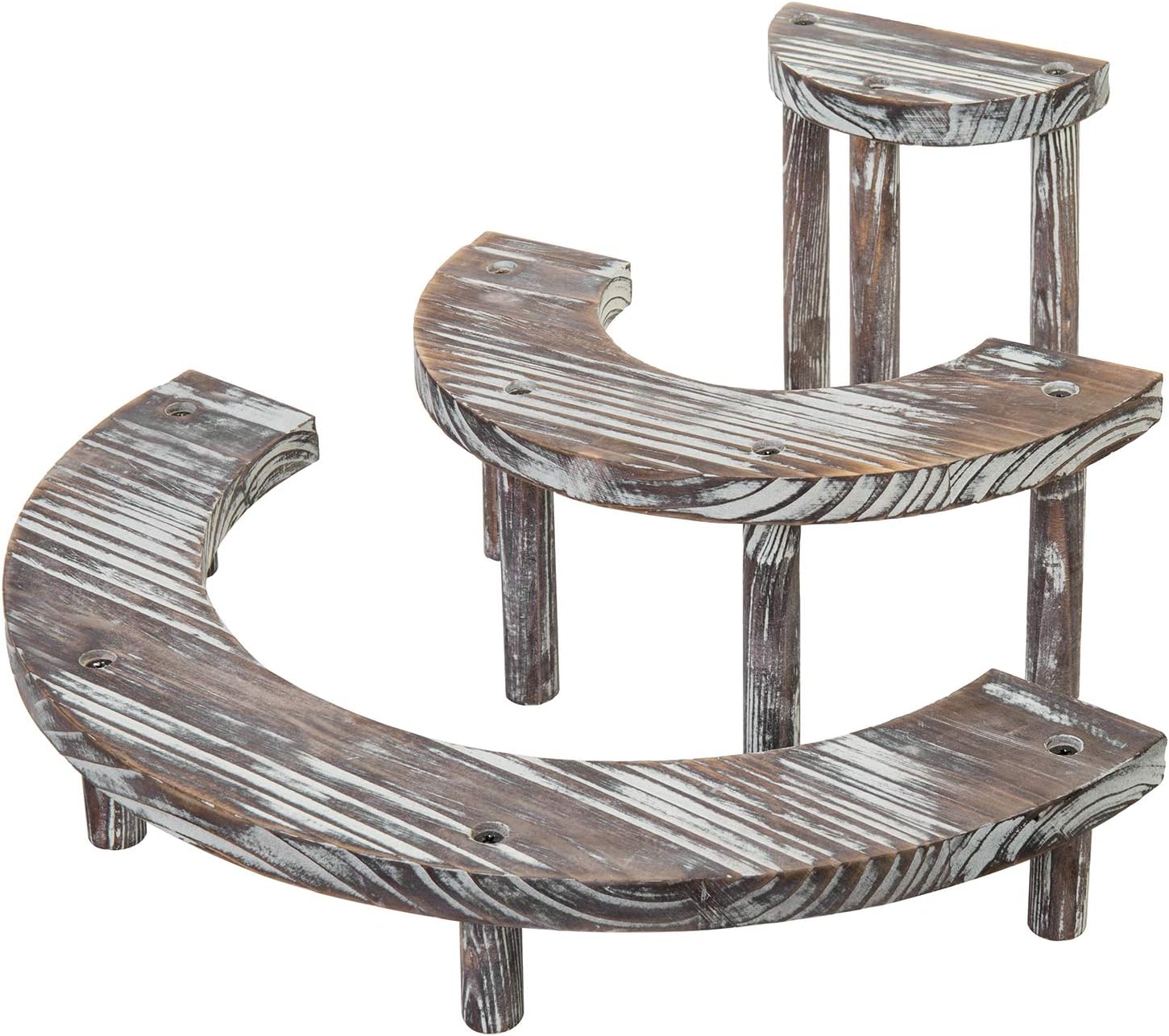 MyGift 3 Tier Torched Wood Cupcake Stand Dessert Display Riser Set of 3 | Torched Wood Finish, Three Level Platform