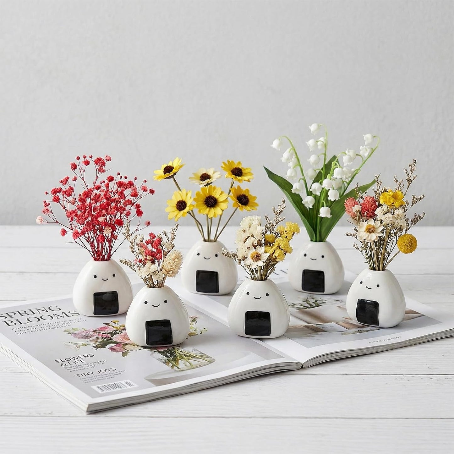Handmade Ceramic Rice Ball Miniature Vases / Set of 12
