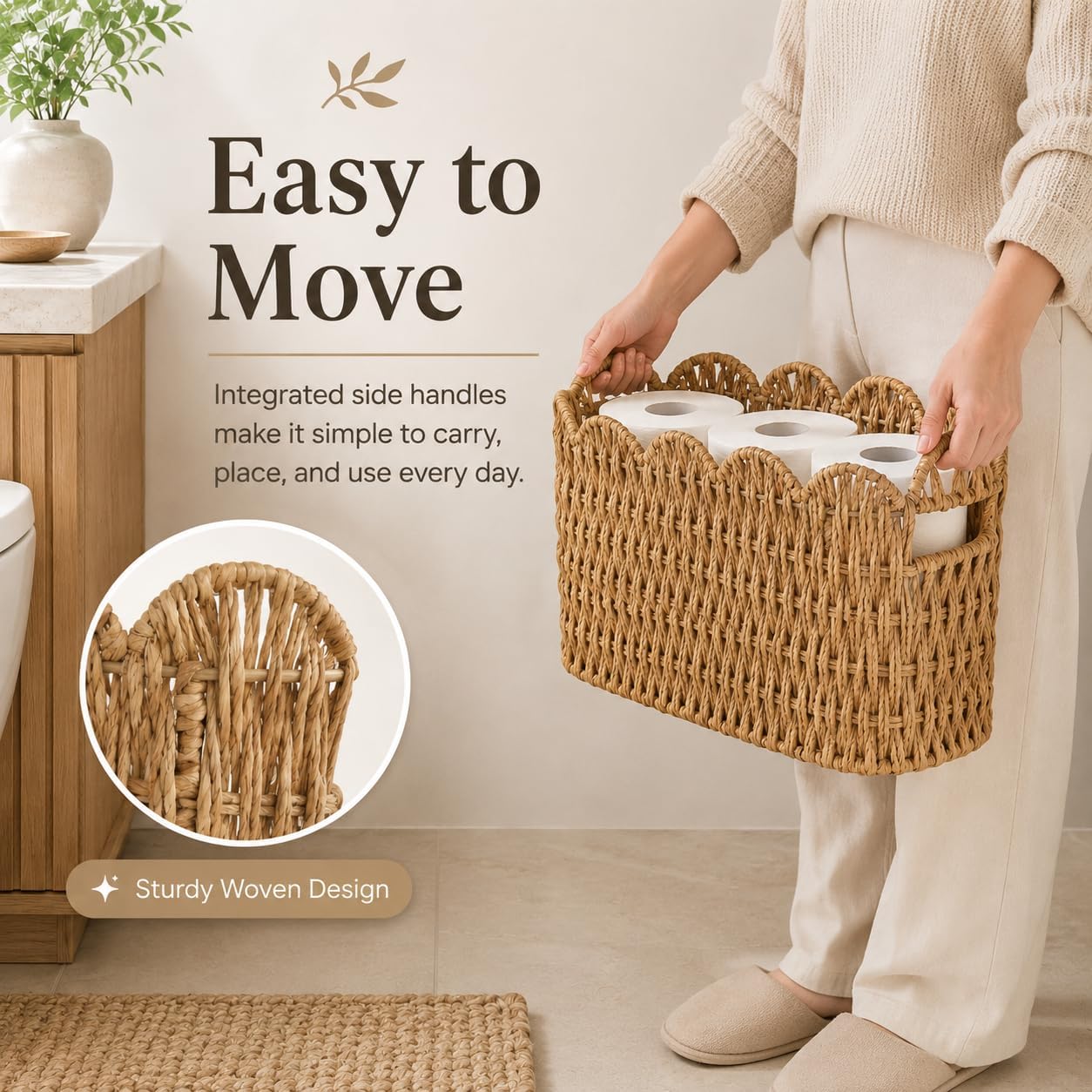 Tall Wicker Basket / Paper Rope