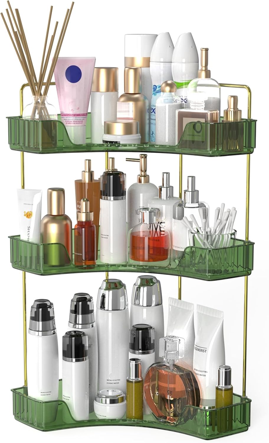 Webetop Corner Bathroom Organizer 3 Tier Makeup Countertop Shelf for Vanity | Compact Corner Design, Daily Item