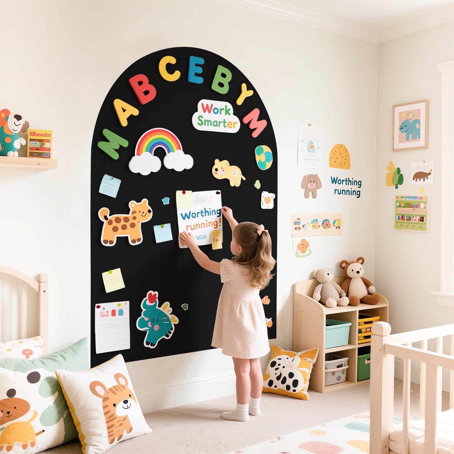 Magnetic Wall Decal Arch Magnet Wall for Kids Chalkboard Adhesive / 32"W x 40"H / Black / 40 x 32