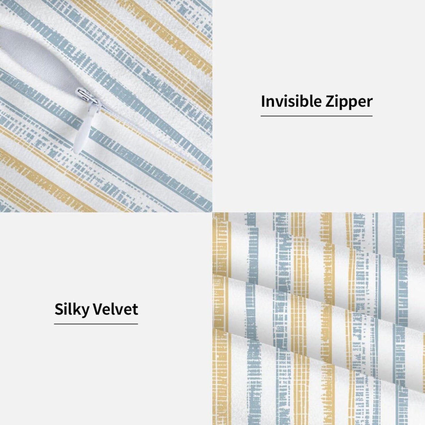 Throw Pillow Covers Outdoor Decorative Pillow / 18 x 18 / Boho Light Blue Yellow Striped / Set of 2