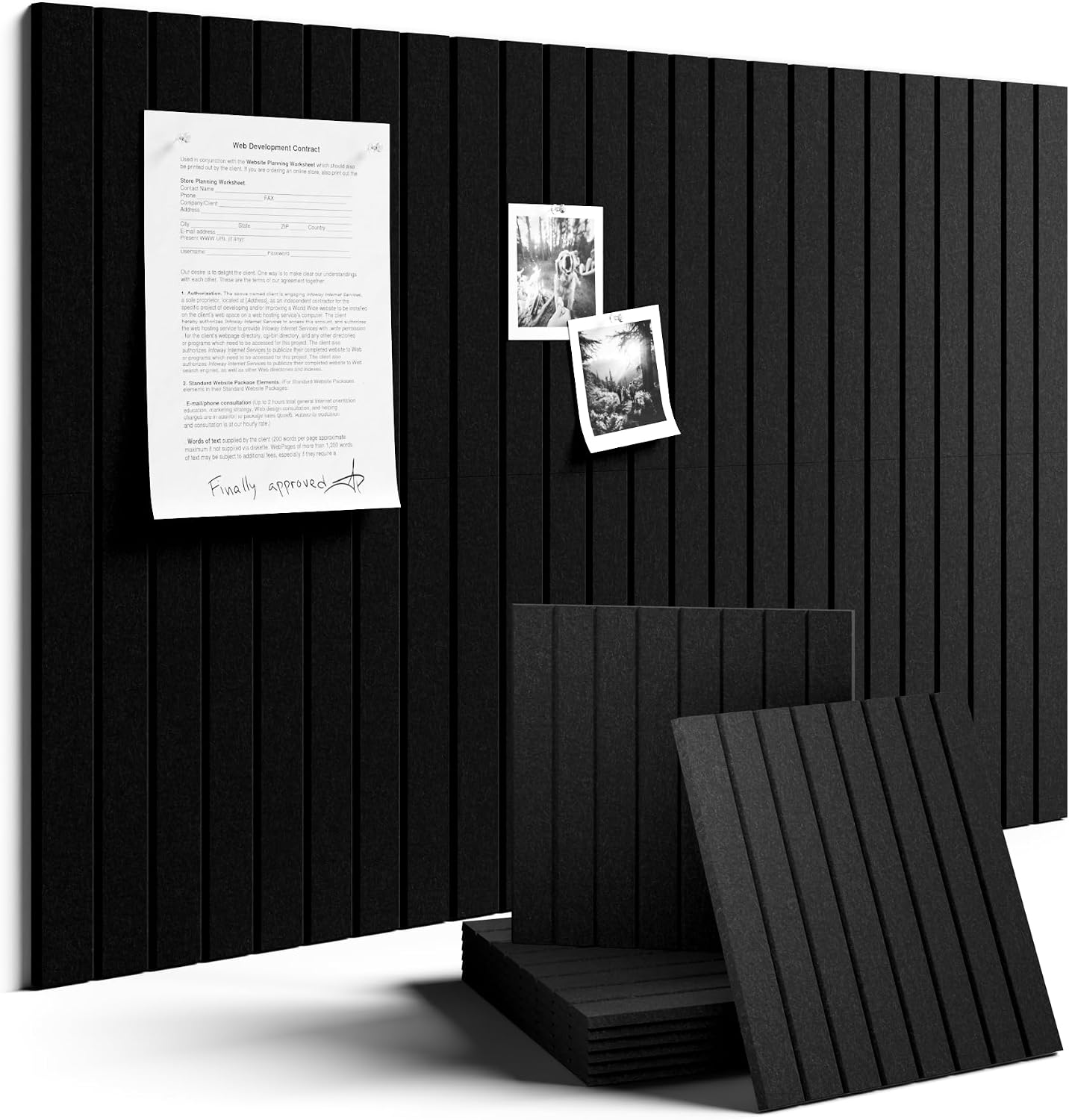 Fluxynara 36" x 24" Large Felt Bulletin Board, Black