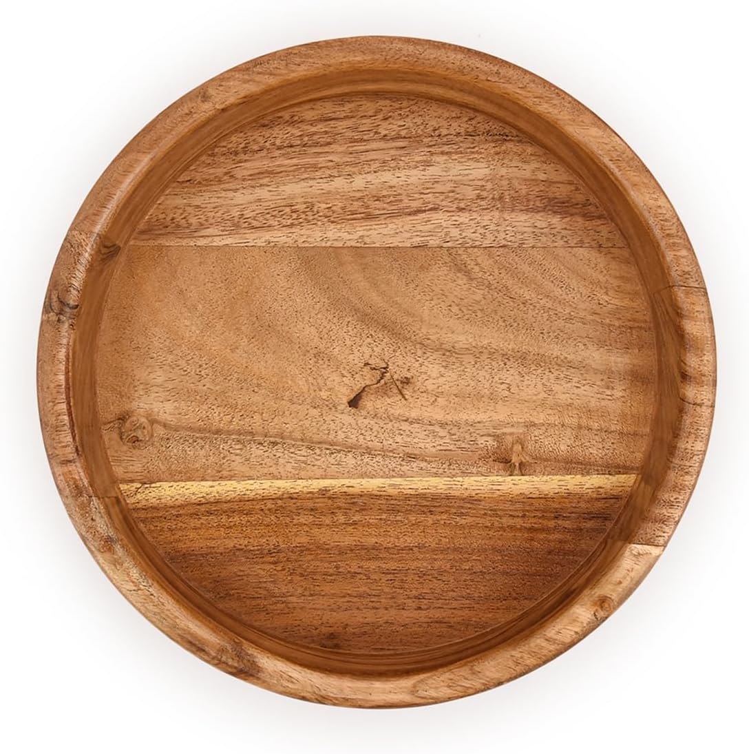 Decorative Bowl Acacia Wood Hand Carved Home Decor for Dining Table Center / 8 x 8