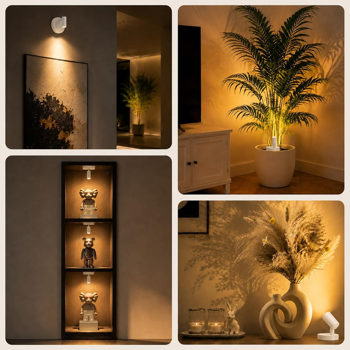 Spotlights Indoor with Remote, 5500Mah Rechargeable Picture Lights on Wall | Wireless Up Lights Indoor with 3 Colors &