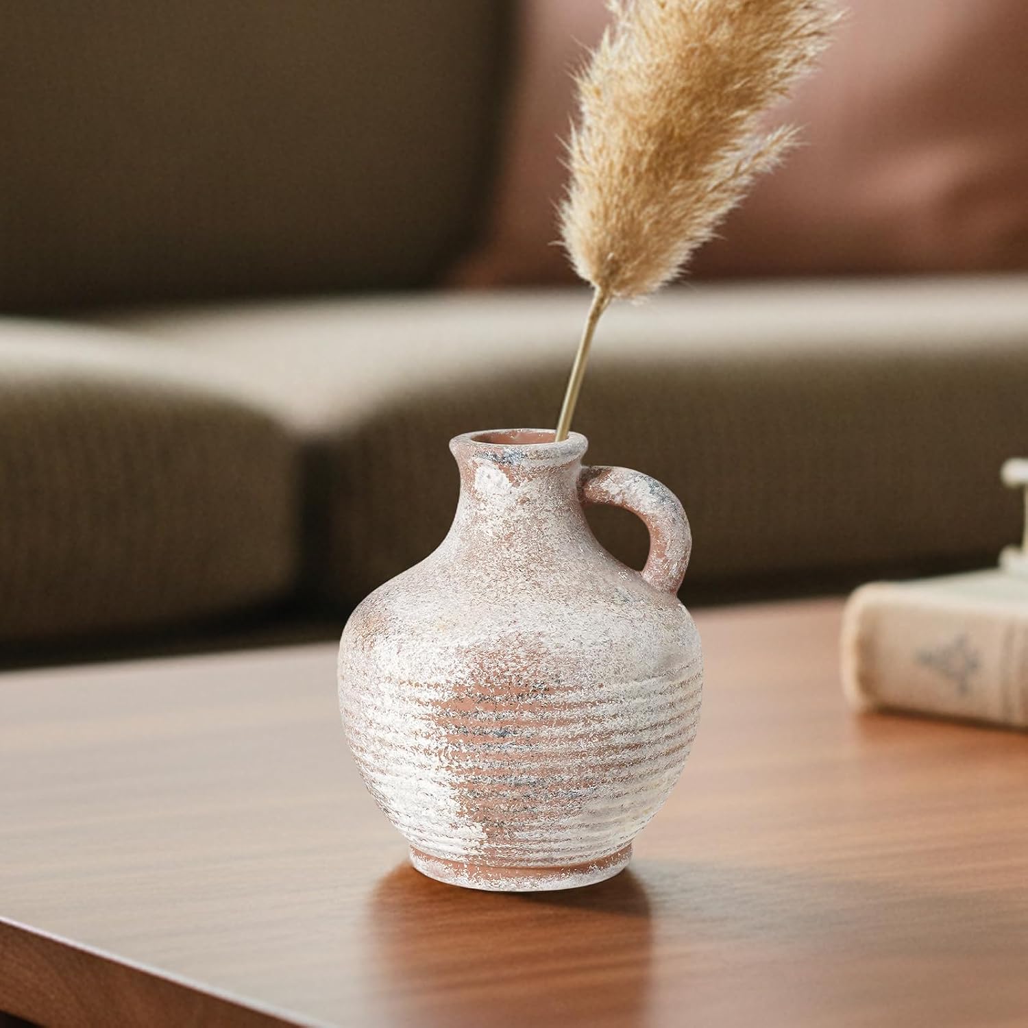 Rustic Ceramic Flowers Vase / 6 Inch / Rustic Brown - 6