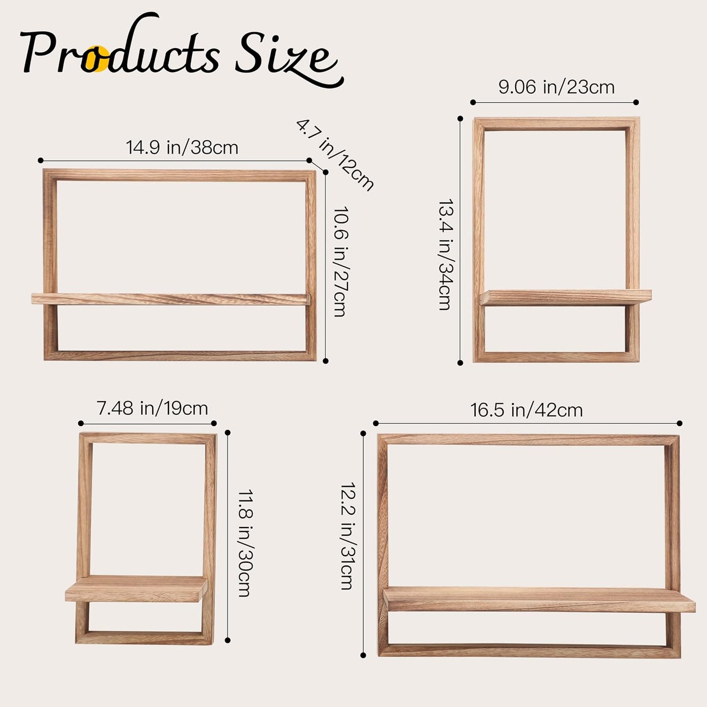 Square Floating Shelves / Carbonized Black / Set of 4