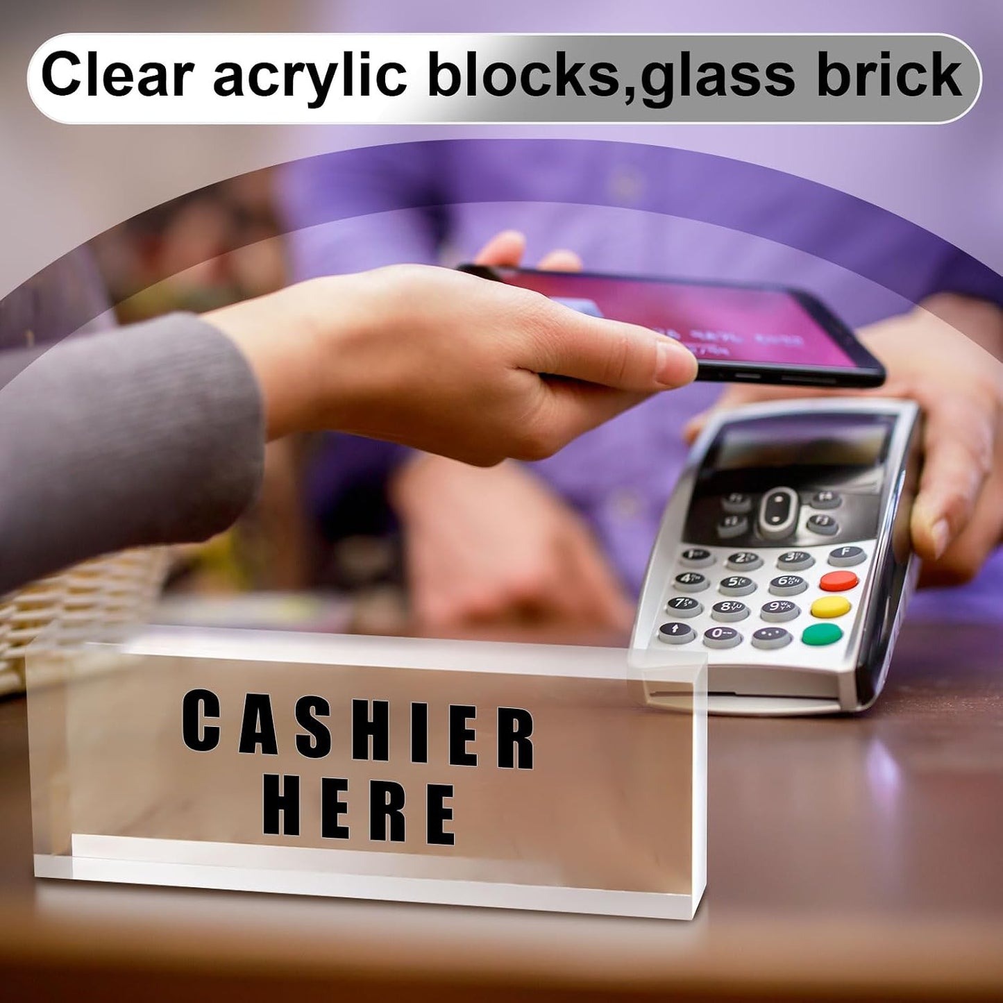 Yousoontic 2 Pcs Clear Acrylic Blocks for Display Blank Name Plate Block Cube Display Stand for Wedding Props