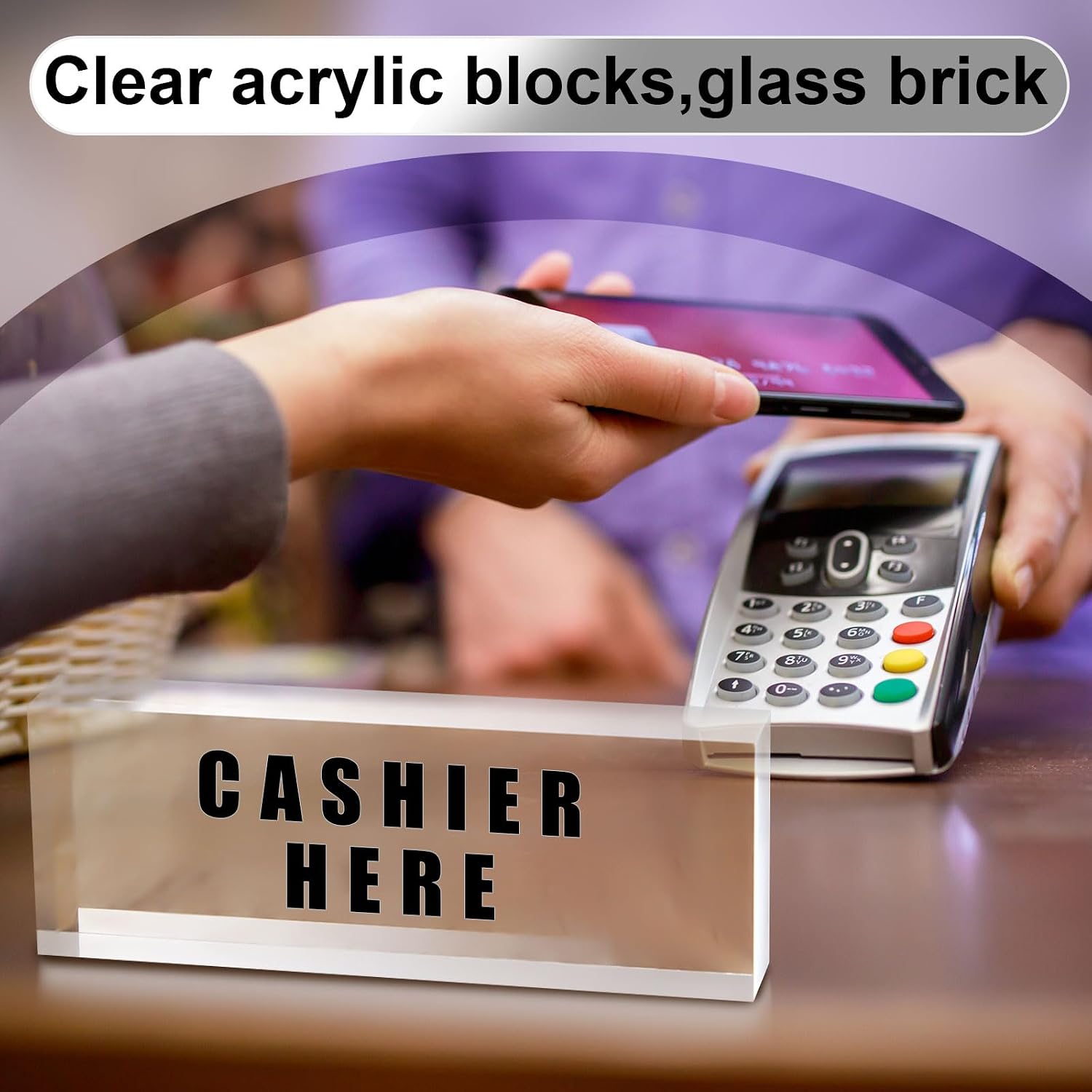 Yousoontic 2 Pcs Clear Acrylic Blocks for Display Blank Name Plate Block Cube Display Stand for Wedding Props