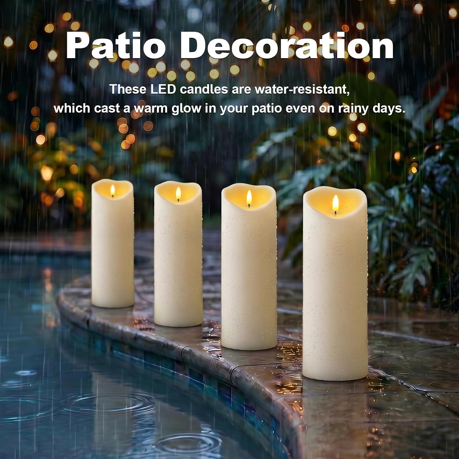 Amagic 4” x 12” Large Outdoor Candles with Timer Waterproof, Flickering Flameless Candles Battery Operated with Remote