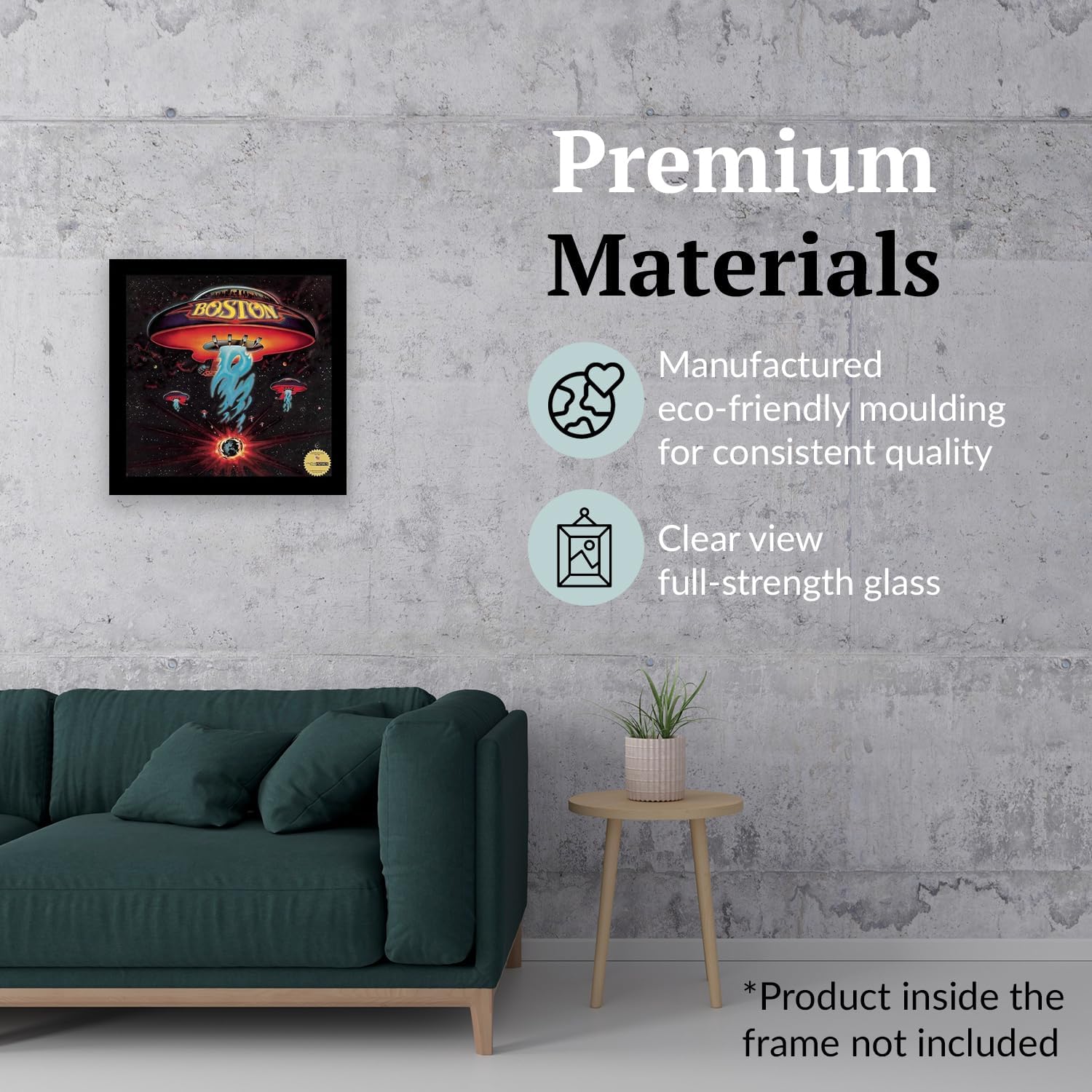 12.5"x12.5" LP Vinyl Record Frame Display, Music Album Cover Holder, Stunning Wall Art Decor w/No Mat, Dust-free Glass
