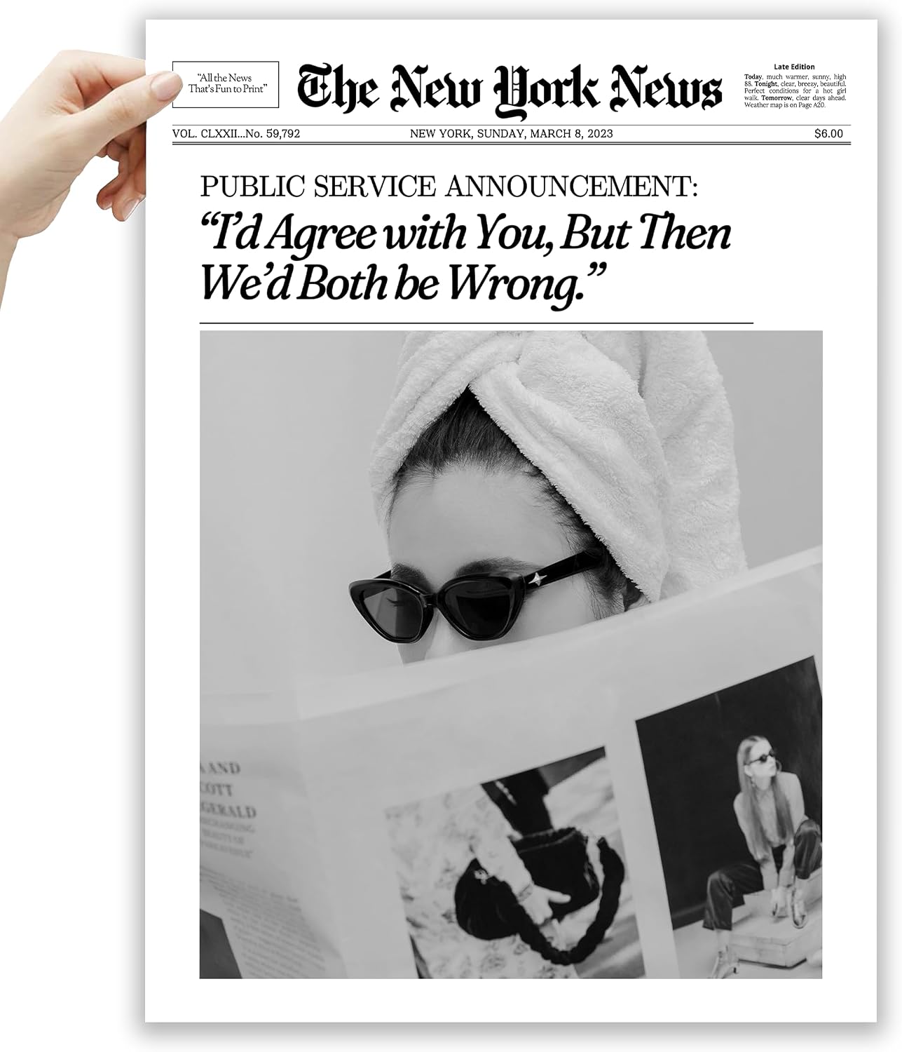 EcoHest 12x16 in Cool Girl Newspaper Canvas Art