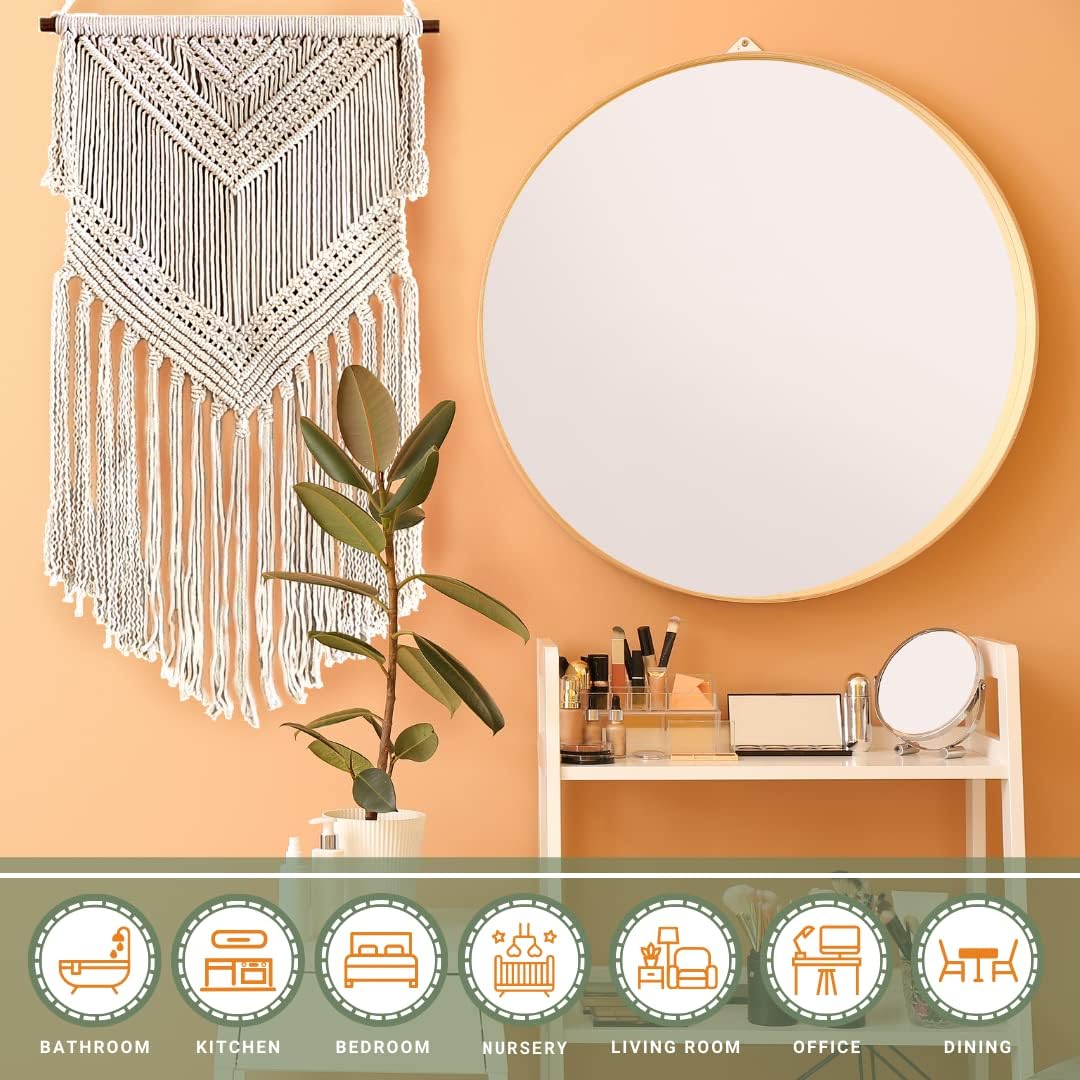 Boho Macrame Woven Wall Hanging in Modern Bohemian Tapestry wall Art Decor / Beige / 16 x 36