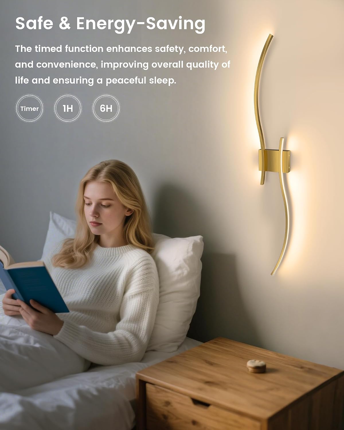 39.4 Inch Battery Operated Wall Sconce Set of 2, Gold Modern Rechargeable Wall Lights with Remote, 3CCT Dimmable