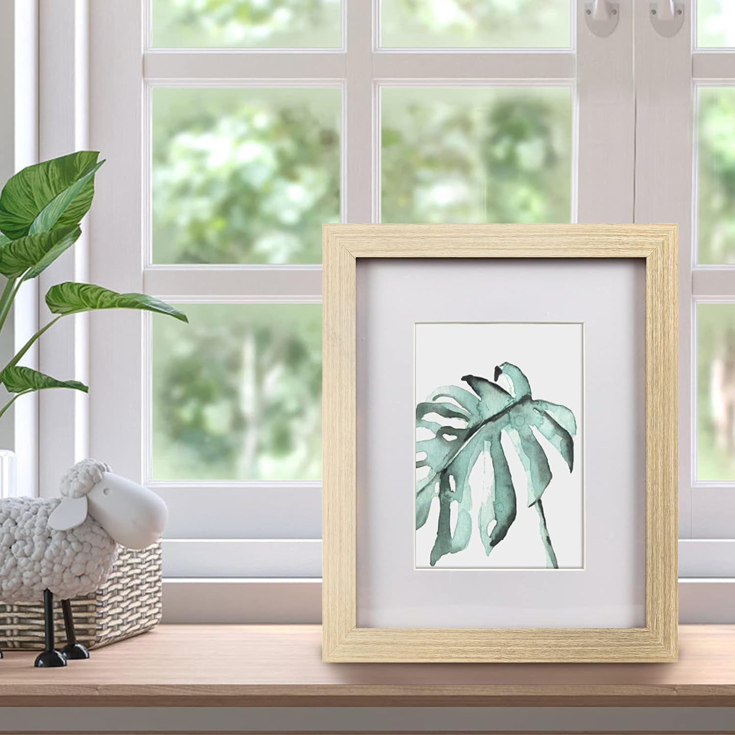 SESEAT 8x10 Picture Frame Natural Woodgrain Set of 6, Display Pictures 5x7 With mat or 8x10 Without Mat