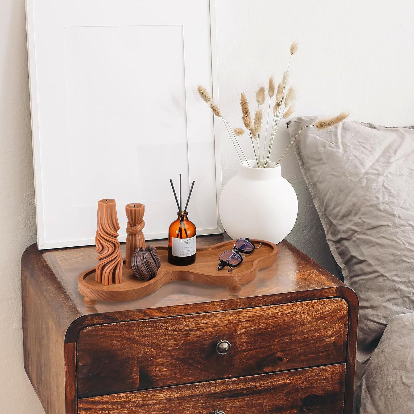 Wood Cloud Perfume Tray Irregular Jewelry Decorative Tray for Women Trinket Dish Ring Holder / Brown