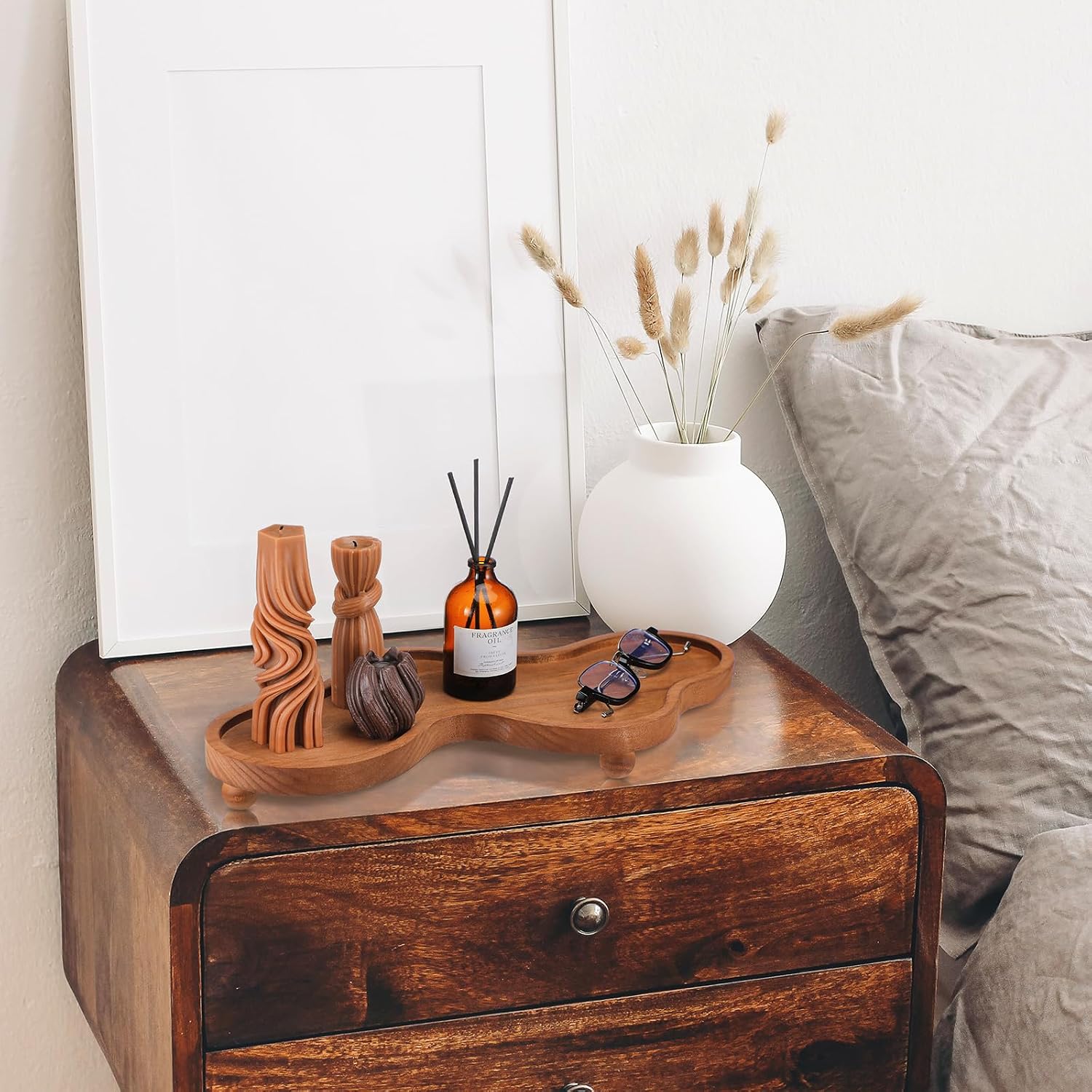 Wood Cloud Perfume Tray Irregular Jewelry Decorative Tray for Women Trinket Dish Ring Holder / Brown