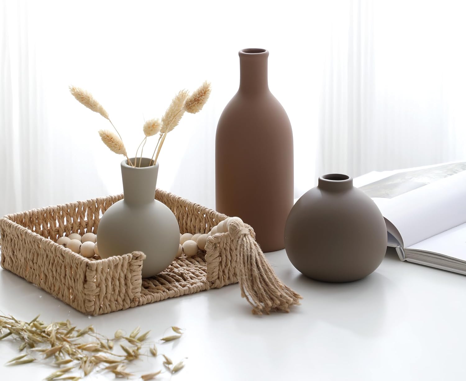 Ceramic Vase / 001-brown / Set of 3