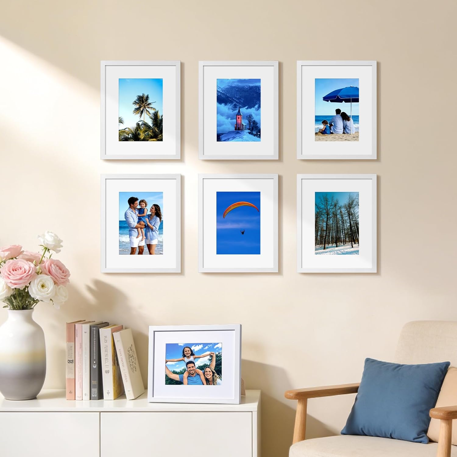 Picture Frame / White Picture Frame Display Pictures / White*6 / 8 x 10 / Set of 6