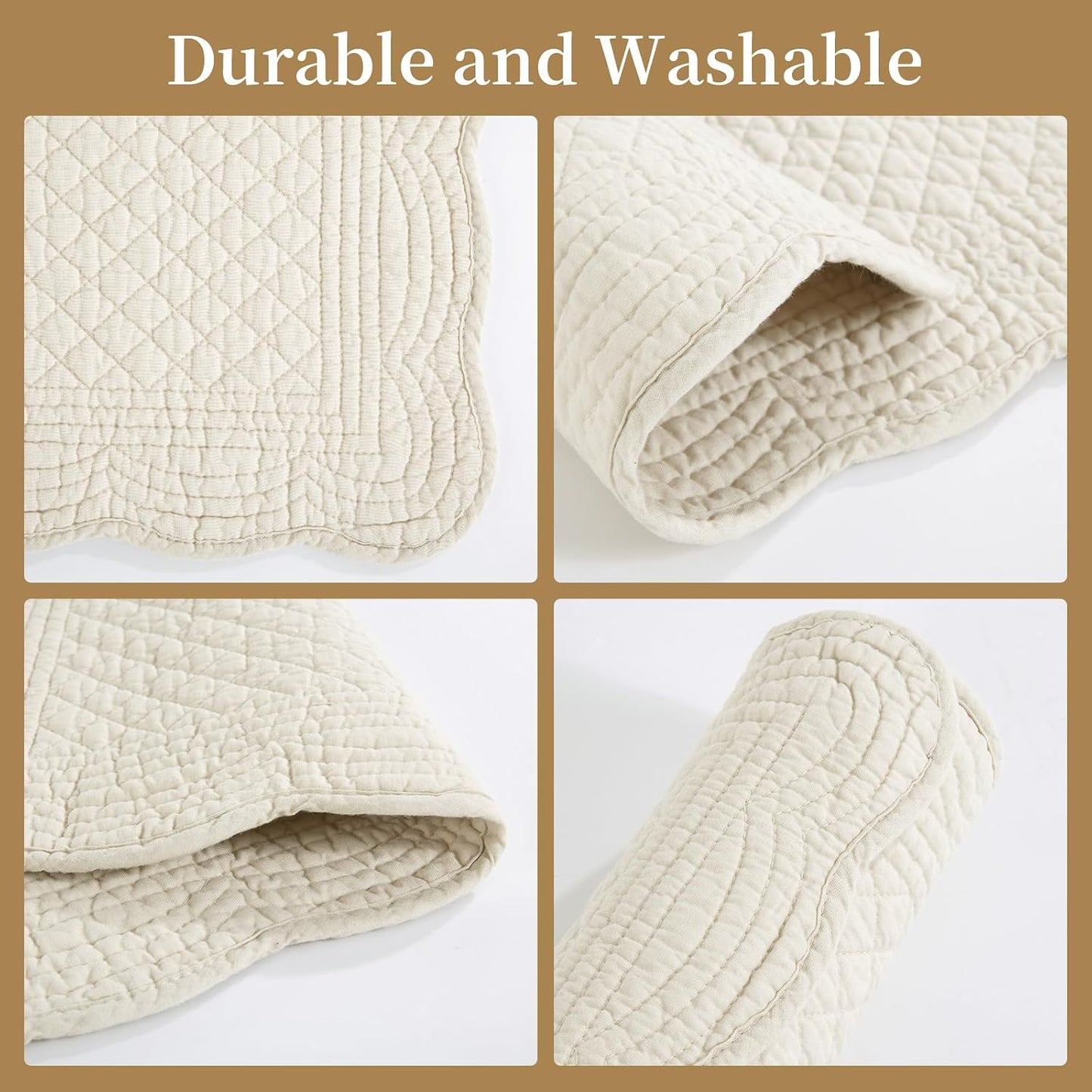 100% Cotton Quilted Placemats Set of 6,Washable Cloth Table Placemats for Kitchen & Dining Table