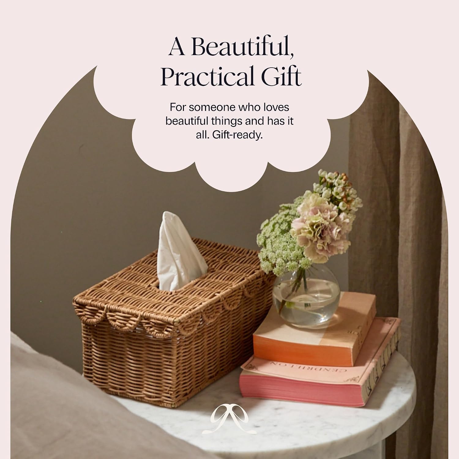 Rattan Tissue Box Cover Rectangle / Mocca / 8.6 x 5 x 4