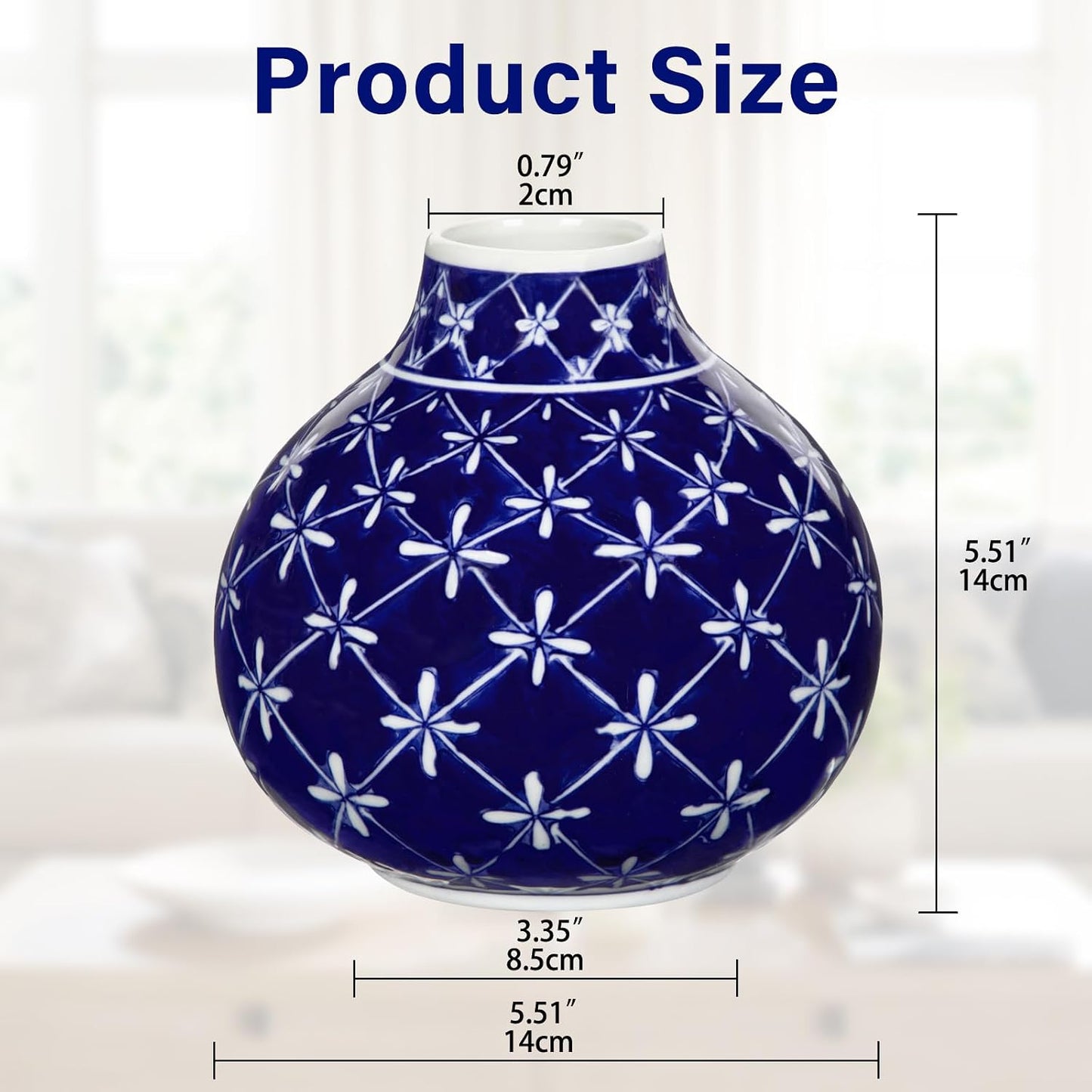 White Vase Porcelain Vases Small Chinoiserie Decor Ceramic Gifts Chinese Flower Vase / Blue